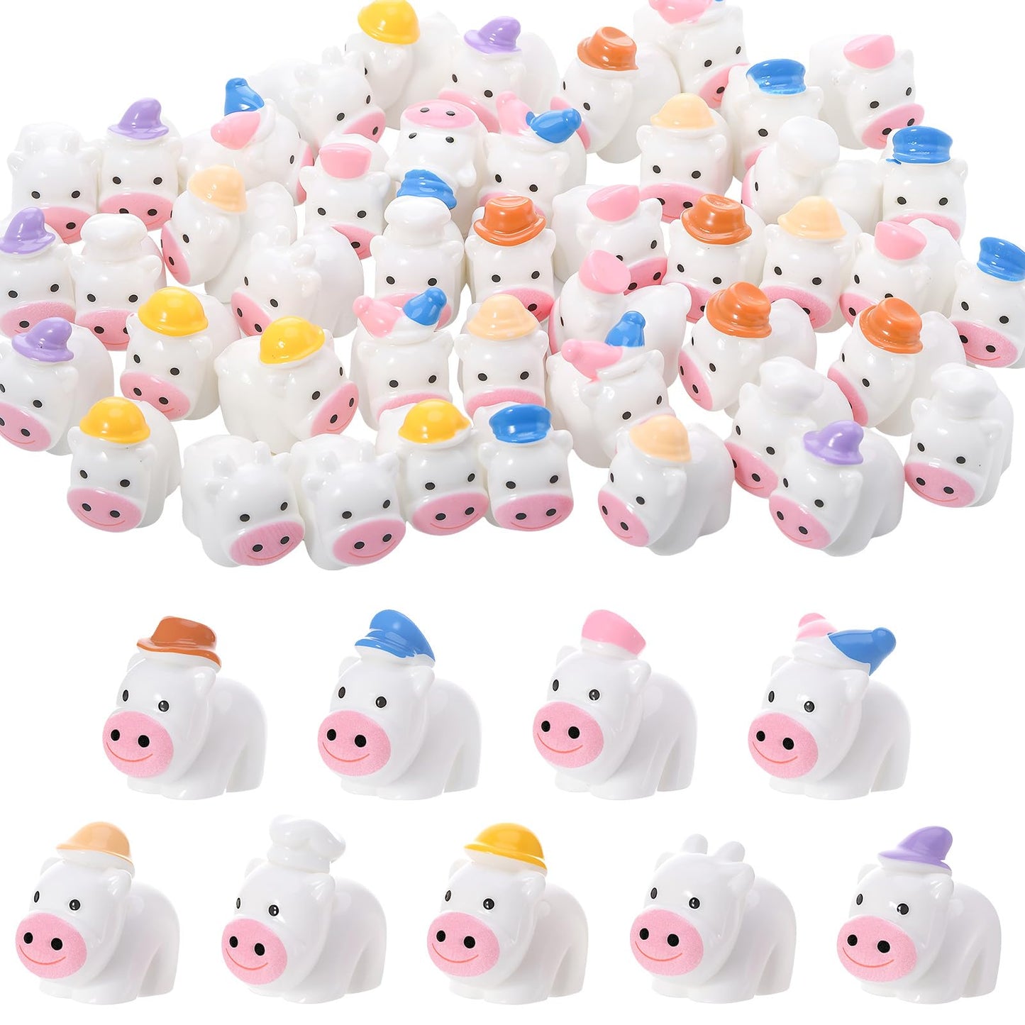 GGSTDDUP 54 Pcs Mini Cow Figurines – 9 Career-Themed Resin Cows for Decor, Crafts & Gifts