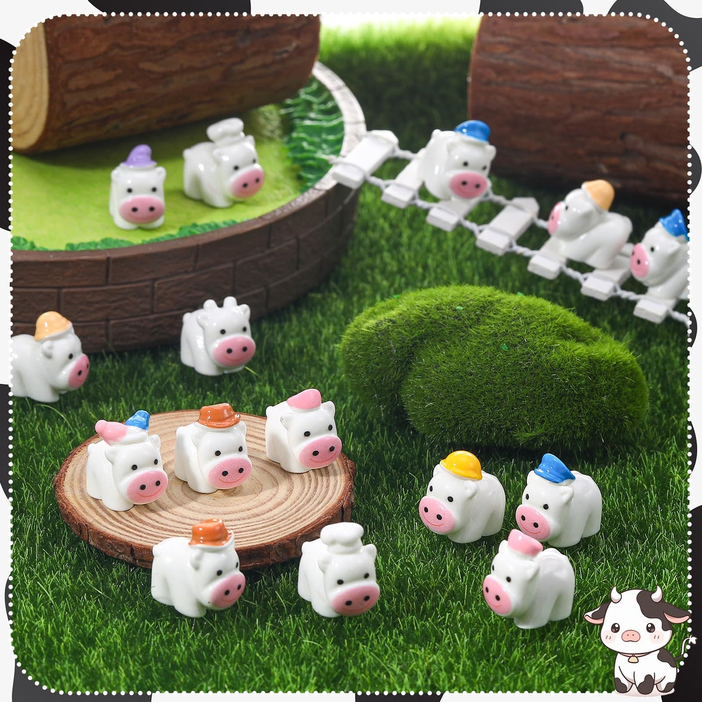 GGSTDDUP 54 Pcs Mini Cow Figurines – 9 Career-Themed Resin Cows for Decor, Crafts & Gifts