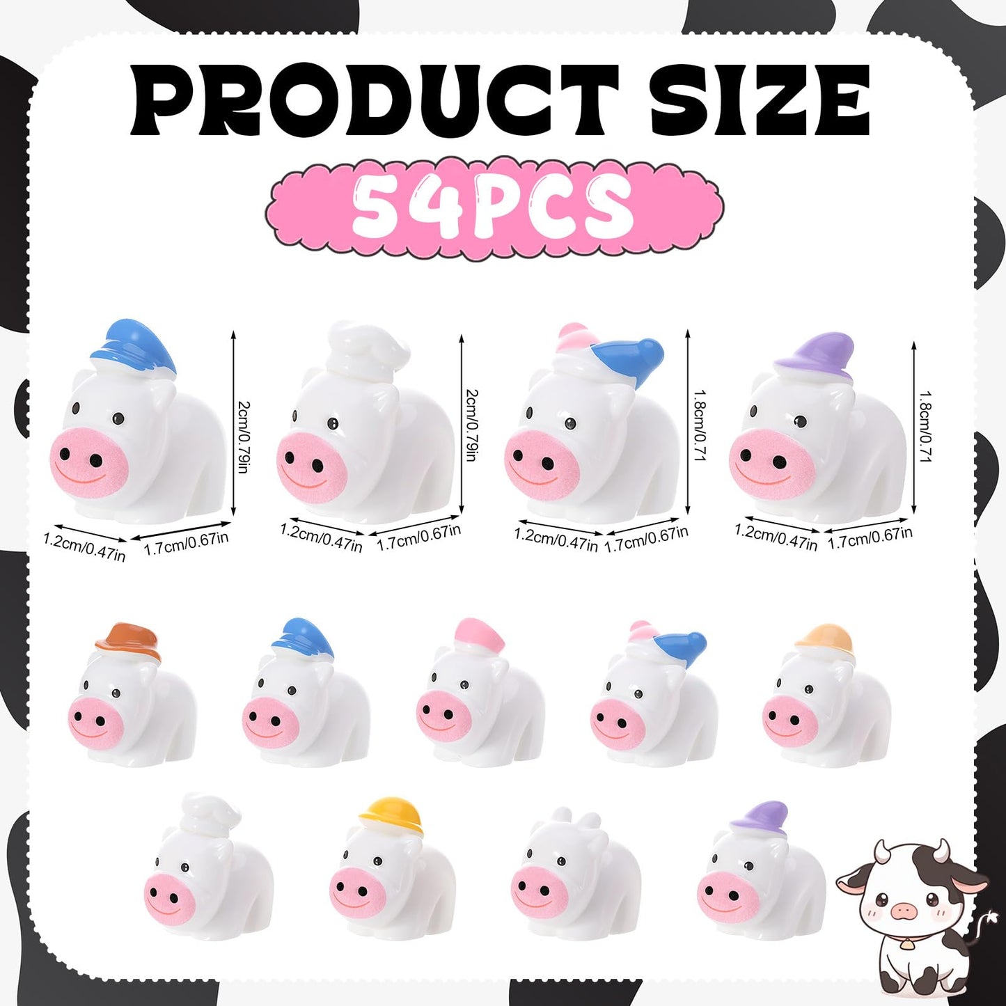 GGSTDDUP 54 Pcs Mini Cow Figurines – 9 Career-Themed Resin Cows for Decor, Crafts & Gifts