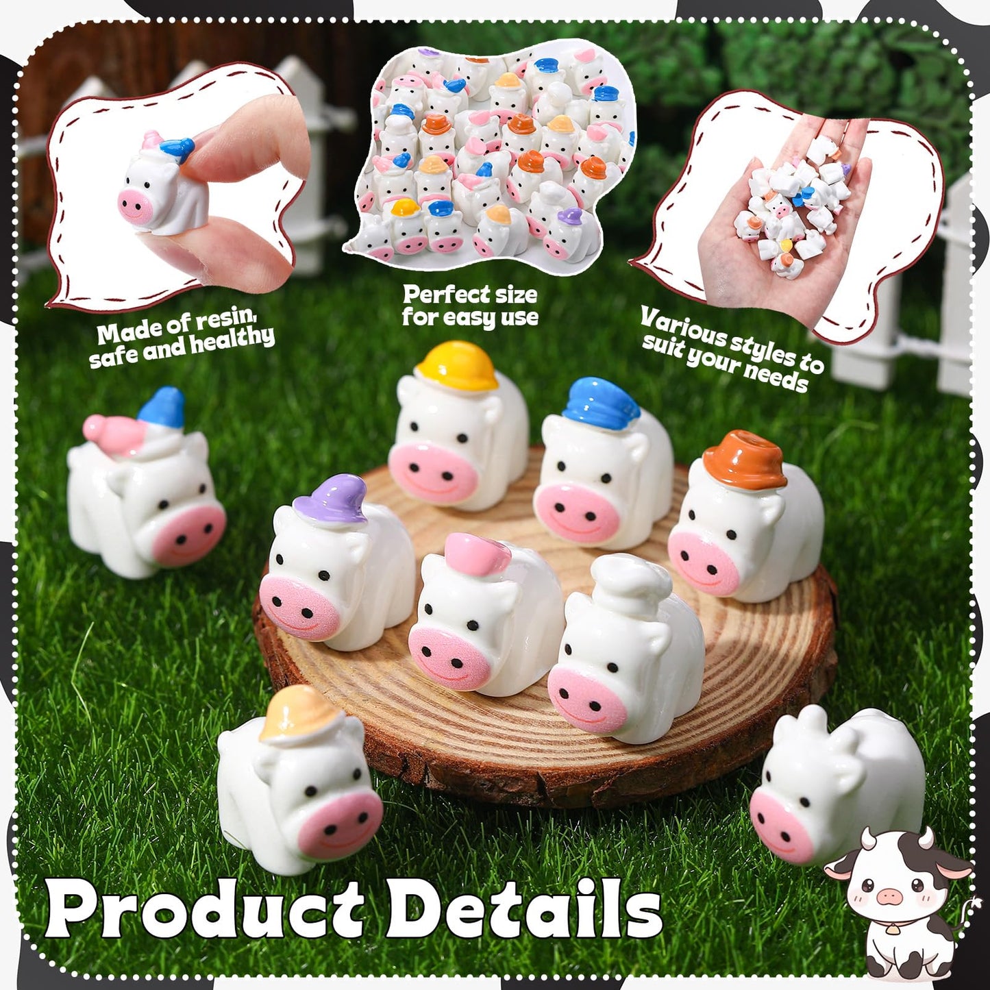 GGSTDDUP 54 Pcs Mini Cow Figurines – 9 Career-Themed Resin Cows for Decor, Crafts & Gifts