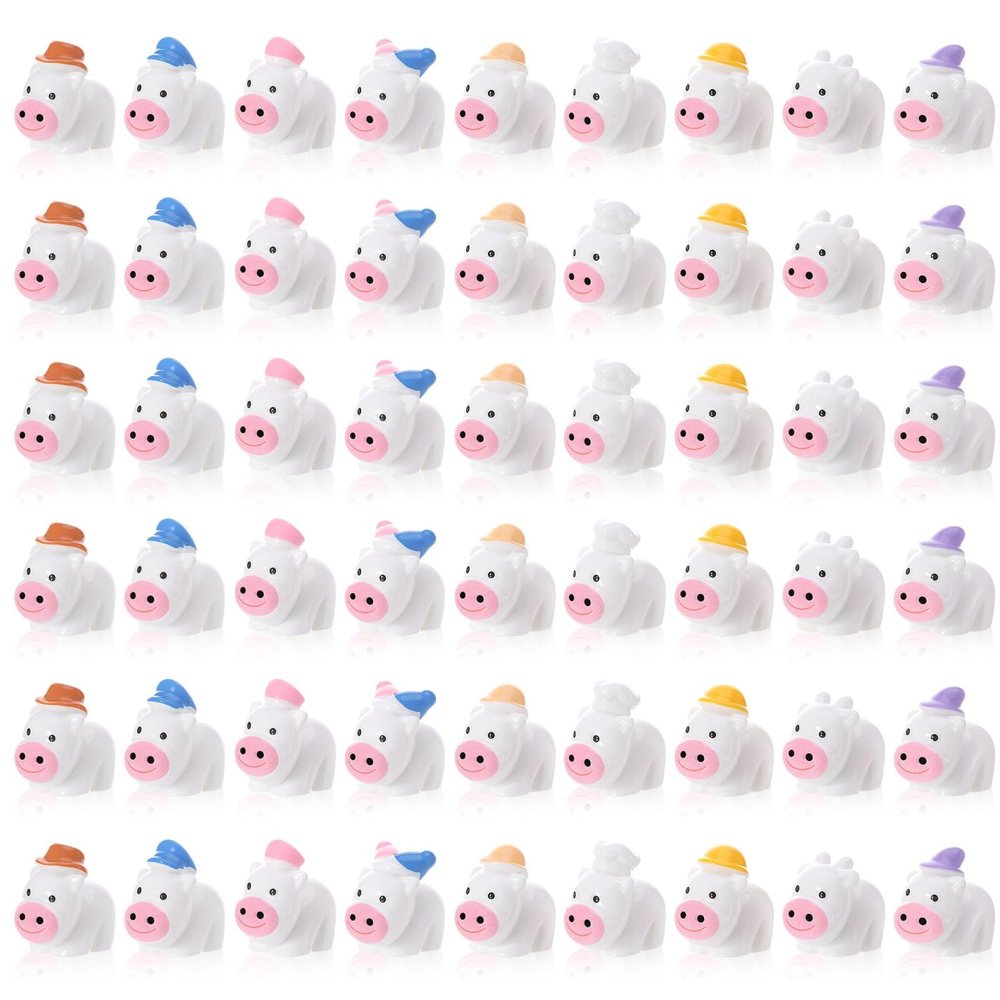 GGSTDDUP 54 Pcs Mini Cow Figurines – 9 Career-Themed Resin Cows for Decor, Crafts & Gifts