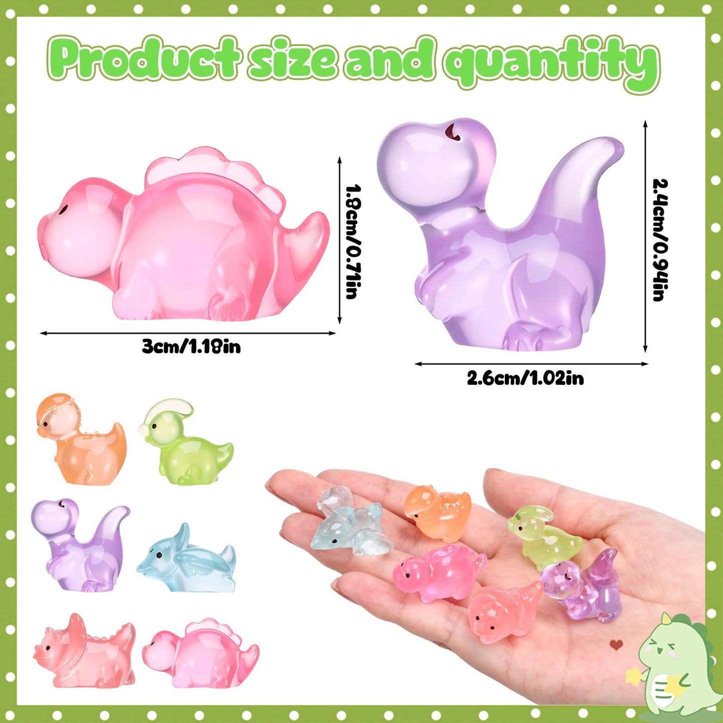 GGSTDDUP 60 Pcs Mini Resin Dinosaurs – Multicolor Luminous Glow-in-the-Dark Figurines