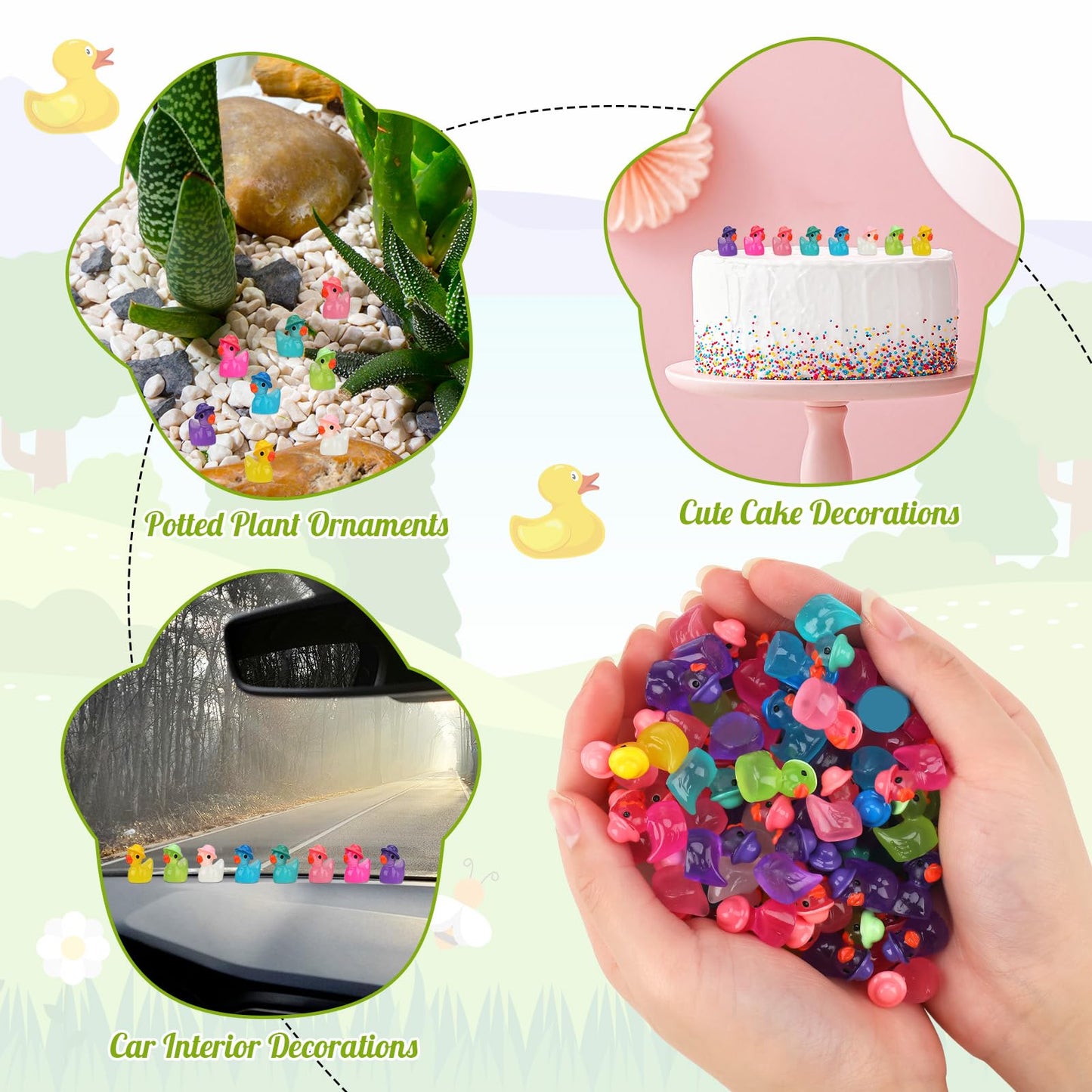GGSTDDUP 80 Pack Luminous Mini Resin Ducks – Glow-in-the-Dark Tiny Ducks for DIY Crafts, Cakes & Micro Landscapes (8 Colors)