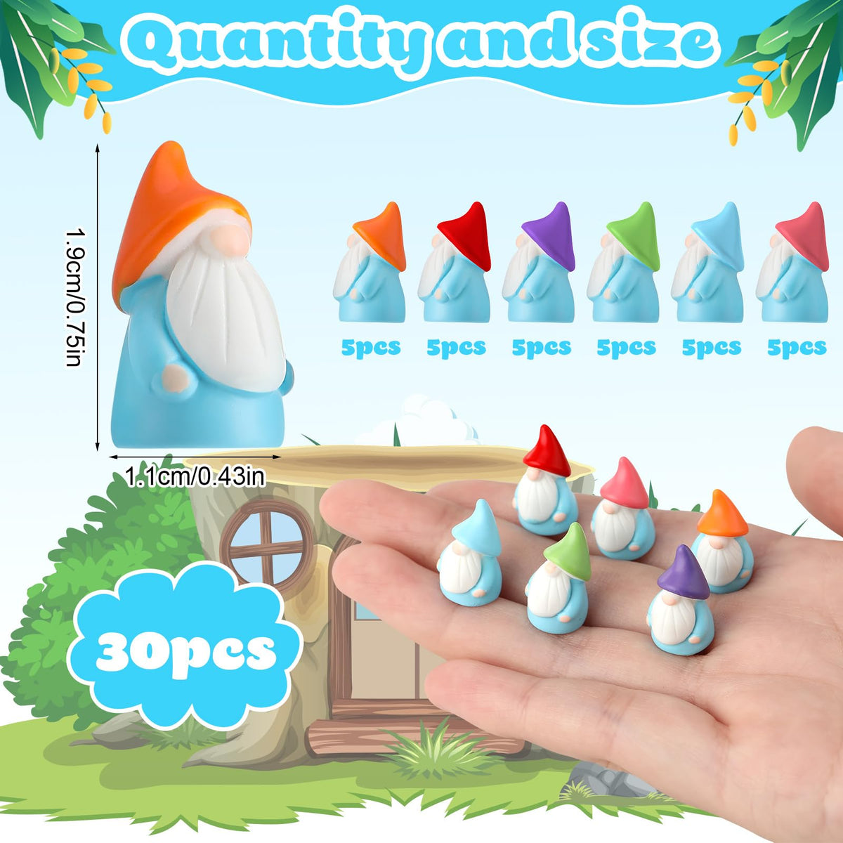 GGSTDDUP 30Pcs Mini Gnomes Ornaments – Cute Resin Garden Dwarf Statues for Outdoor Decor