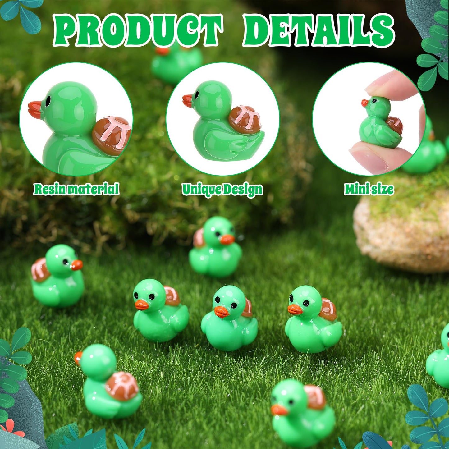 GGSTDDUP 50 Pcs Turtle Ducks Toy Figures - Mini Resin Ducks for Party Favors