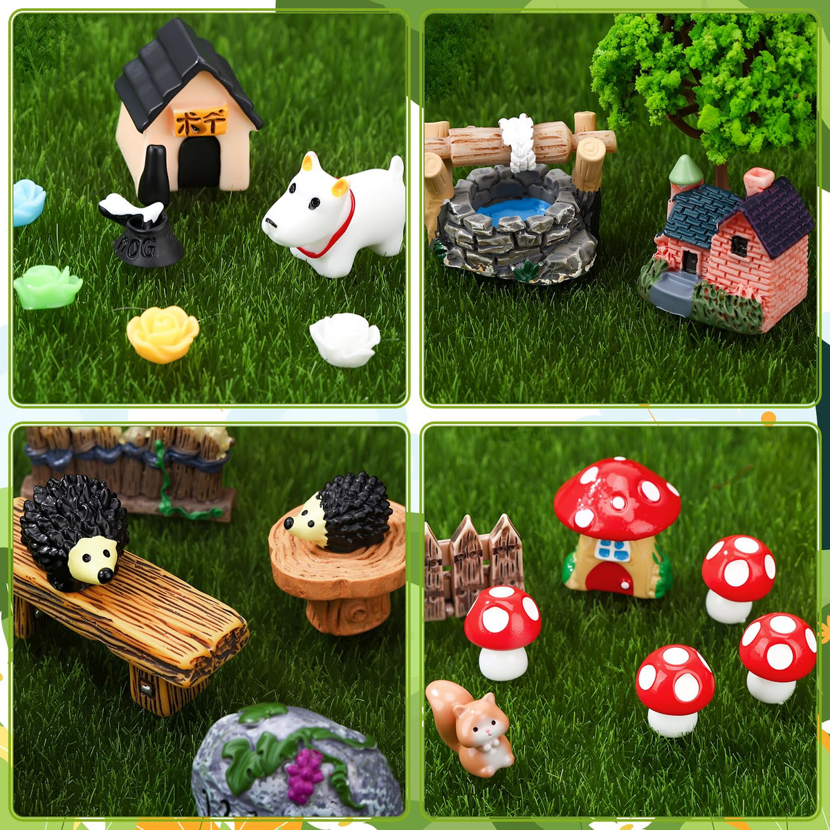 GGSTDDUP 45-Piece Fairy Garden Kit: Houses, Trees & Animals