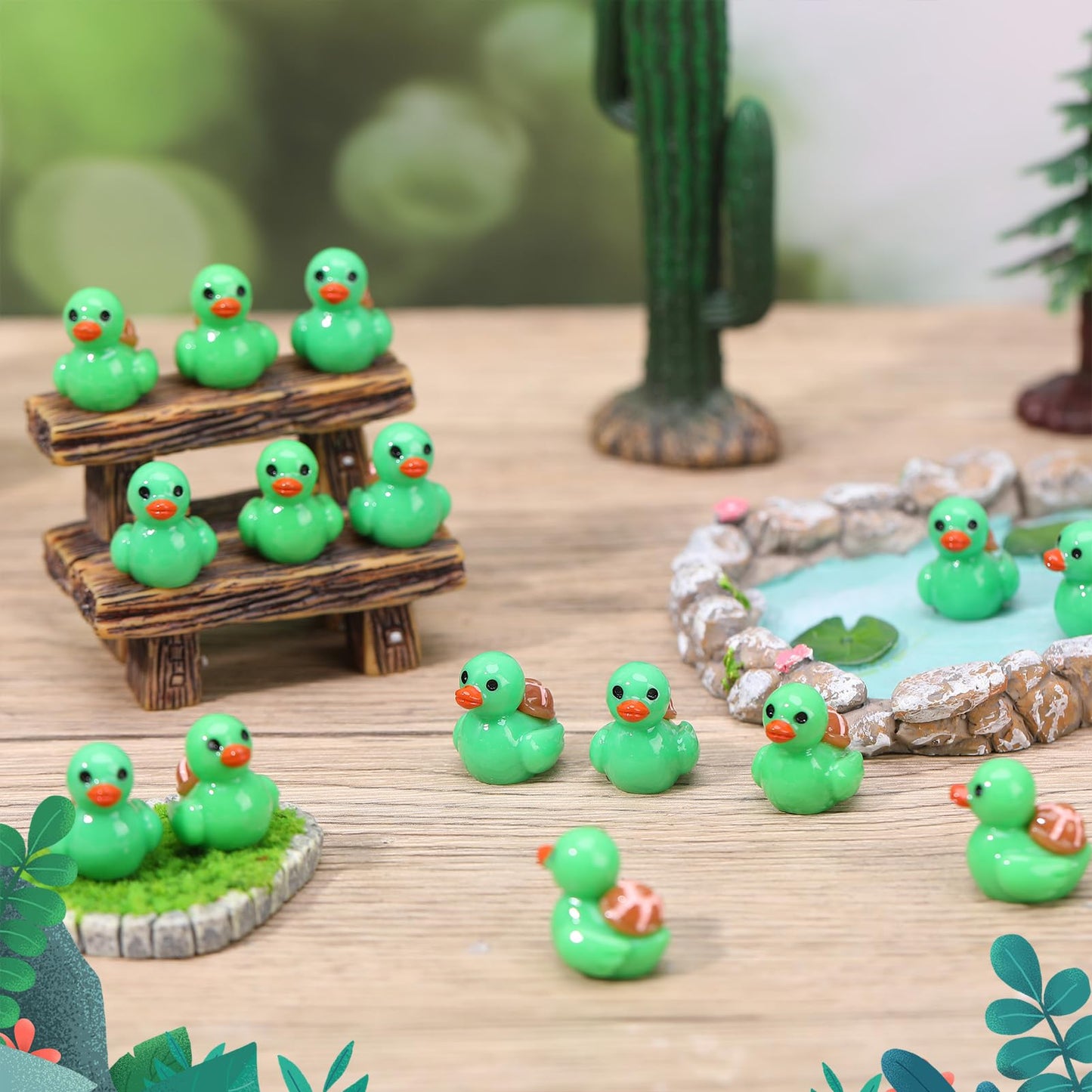 GGSTDDUP 50 Pcs Turtle Ducks Toy Figures - Mini Resin Ducks for Party Favors