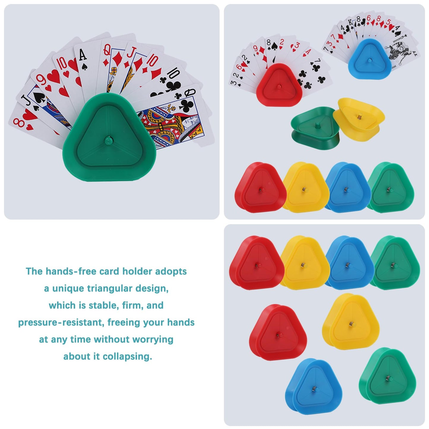 GHERPTE Triangle Card Holder — 8-Pack Hands-Free Card Play (4 Colors)