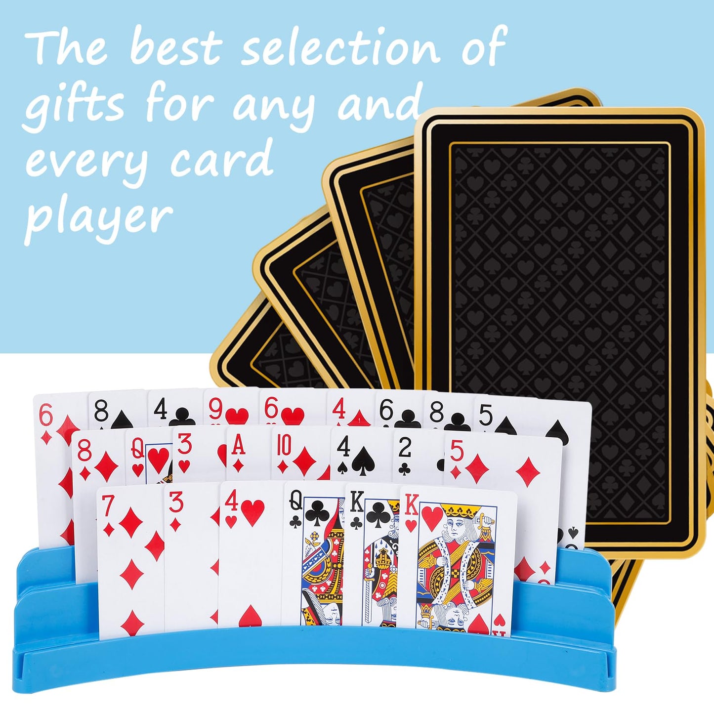 GHERPTE 2-Pack Three-Layer Design Playing Card Holders | Hands-Free Card Holders for Kids, Adults & Game Nights