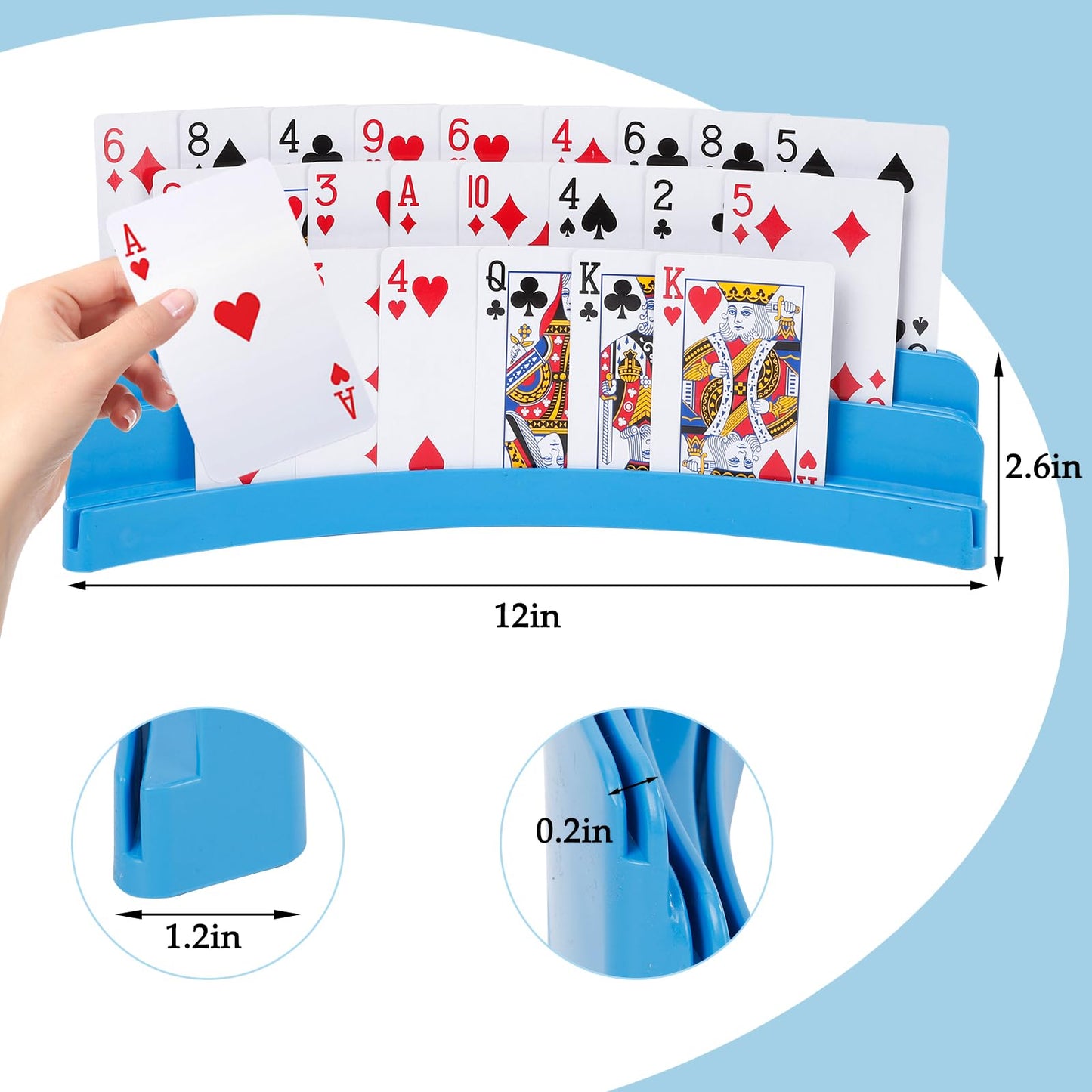 GHERPTE 2-Pack Three-Layer Design Playing Card Holders | Hands-Free Card Holders for Kids, Adults & Game Nights