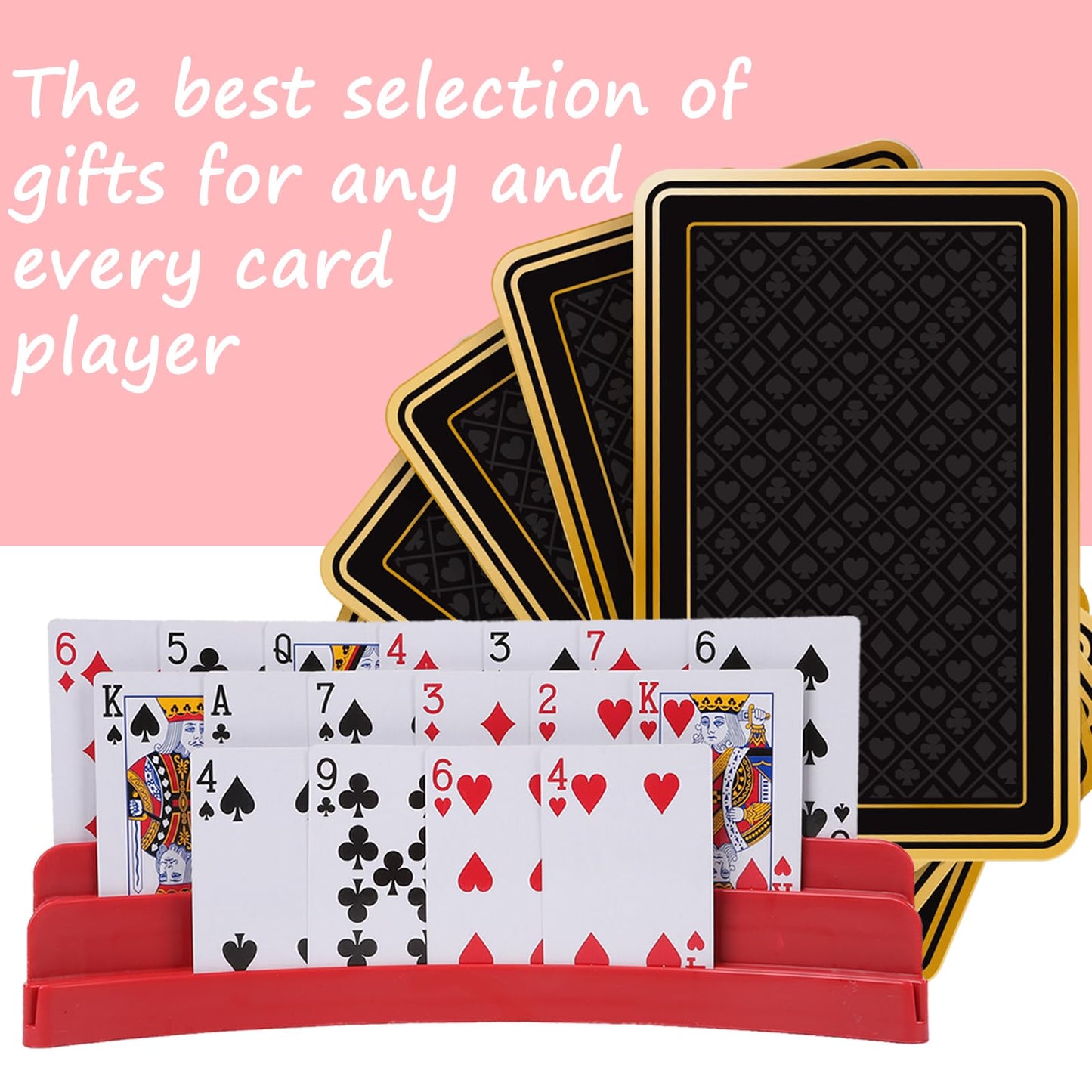 GHERPTE 2 Pack Three-Layer Design Playing Card Holders – Hands-Free Card Holders for Family Game Nights