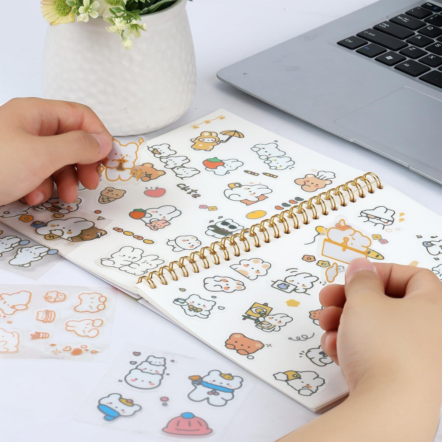 Ghexartf Reusable Sticker Storage Book A5 — 40 Pages, 80 Sides, Spatula & Alphabet Label