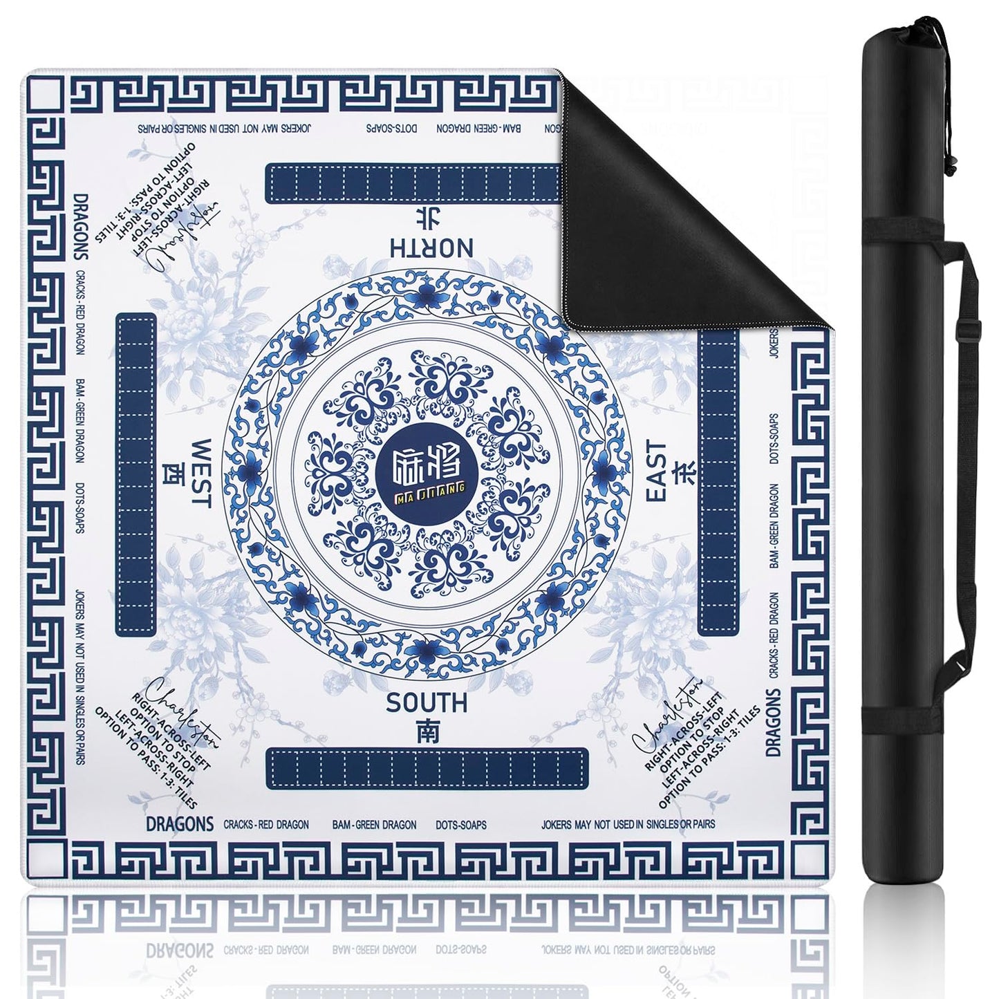 Ghouse Mahjong Mat 32.3'' x 32.3'' – Non-Slip, Waterproof Foldable Table Mat (Blue)