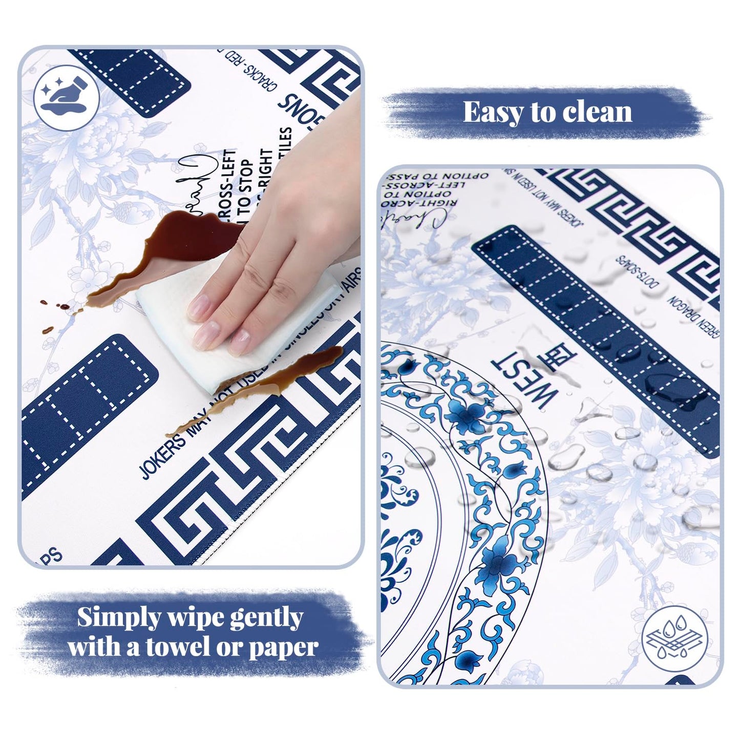 Ghouse Mahjong Mat 32.3'' x 32.3'' – Non-Slip, Waterproof Foldable Table Mat (Blue)