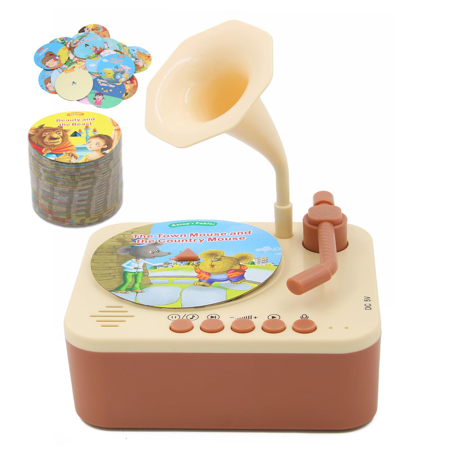 Ghousetec Kids Phonograph – 100 Card Story & Music Player for Ages 3+