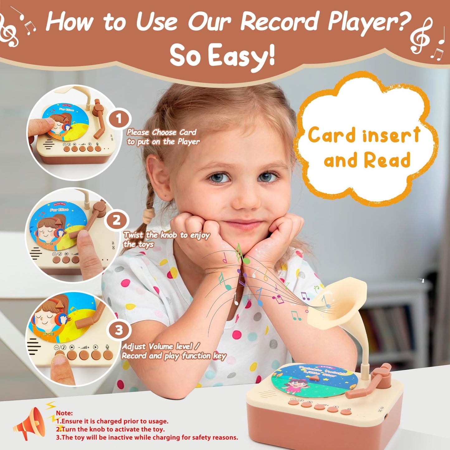 Ghousetec Kids Phonograph – 100 Card Story & Music Player for Ages 3+