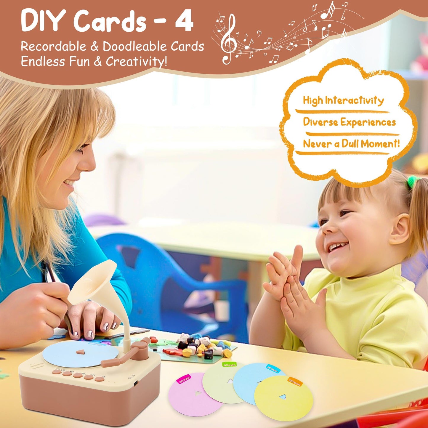 Ghousetec Kids Phonograph – 100 Card Story & Music Player for Ages 3+