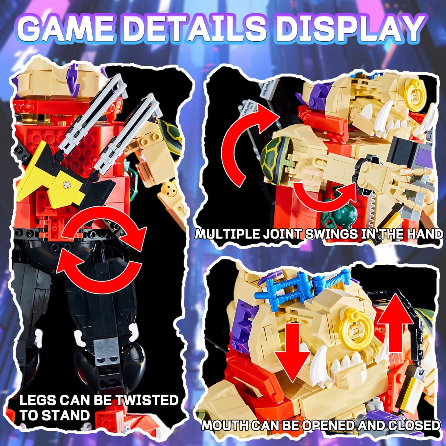 GHQYTPR Wild Boar Warrior – 802-Piece Retro Punk Action Figure Kit