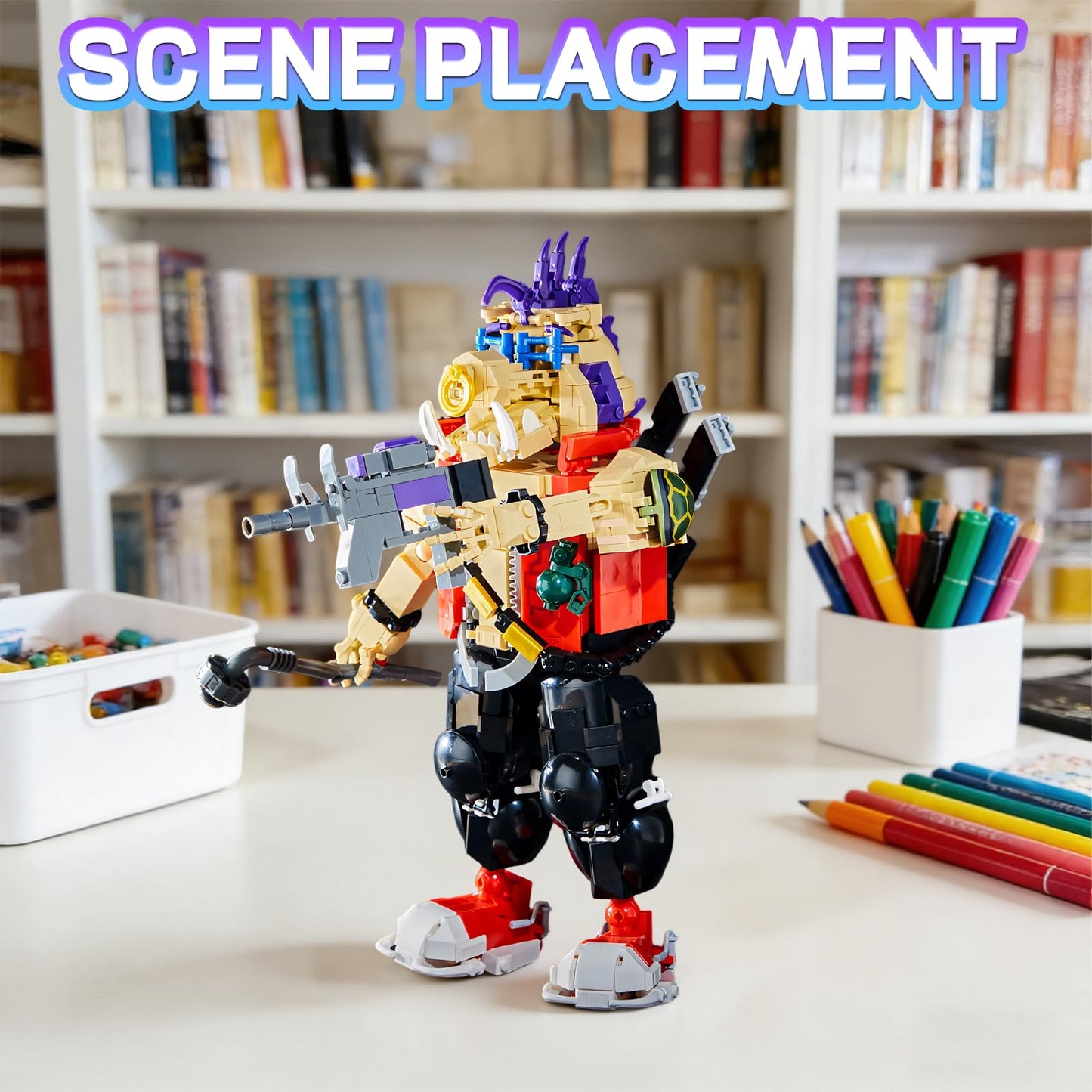 GHQYTPR Wild Boar Warrior – 802-Piece Retro Punk Action Figure Kit
