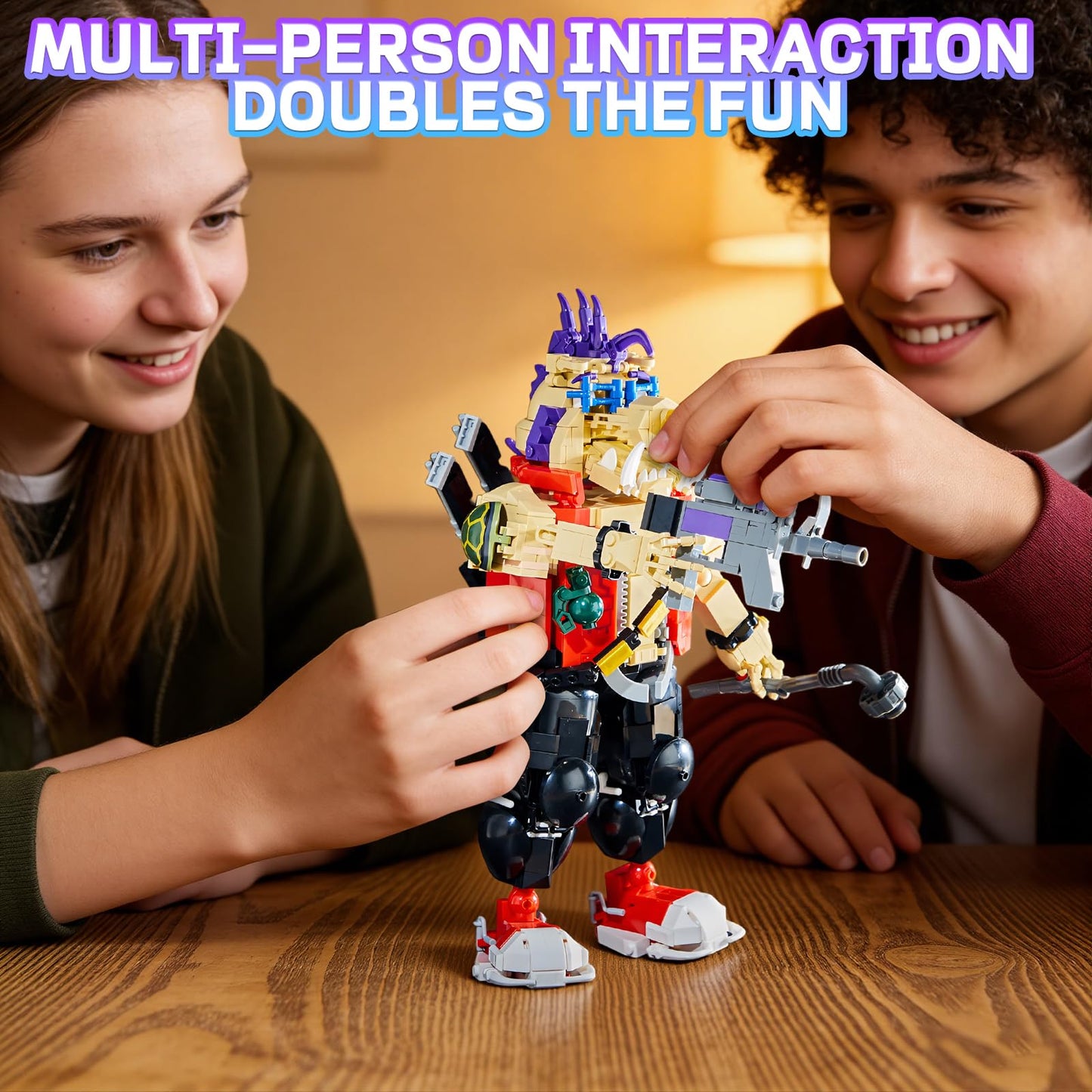GHQYTPR Wild Boar Warrior – 802-Piece Retro Punk Action Figure Kit