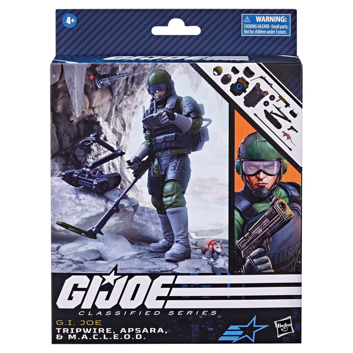 G.I. Joe Classified Series Tripwire, Apsara & M.A.C.L.E.O.D. Deluxe 6-Inch Action Figure Set | 15 Accessories