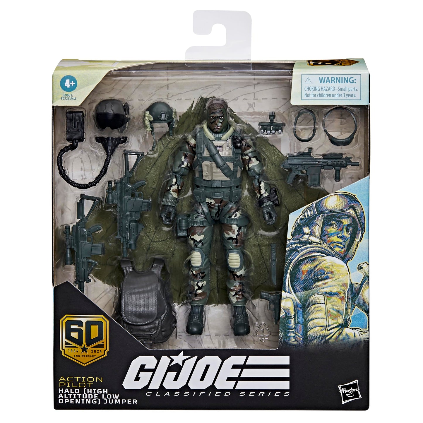 G.I. Joe Classified Series 60th Anniversary Action Pilot HALO Jumper – 6-Inch Figure with Parachute & 18 Accessories