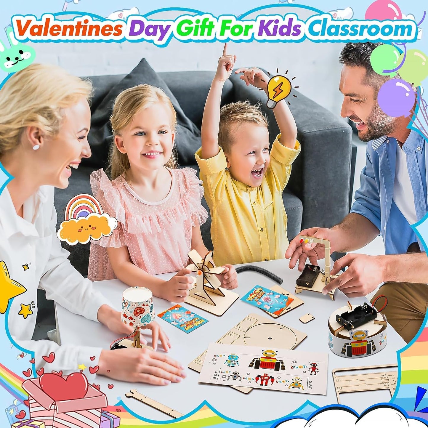 GIAKAN Valentines Day Gifts for Kids — 24-Piece Science Kits & Classroom Cards
