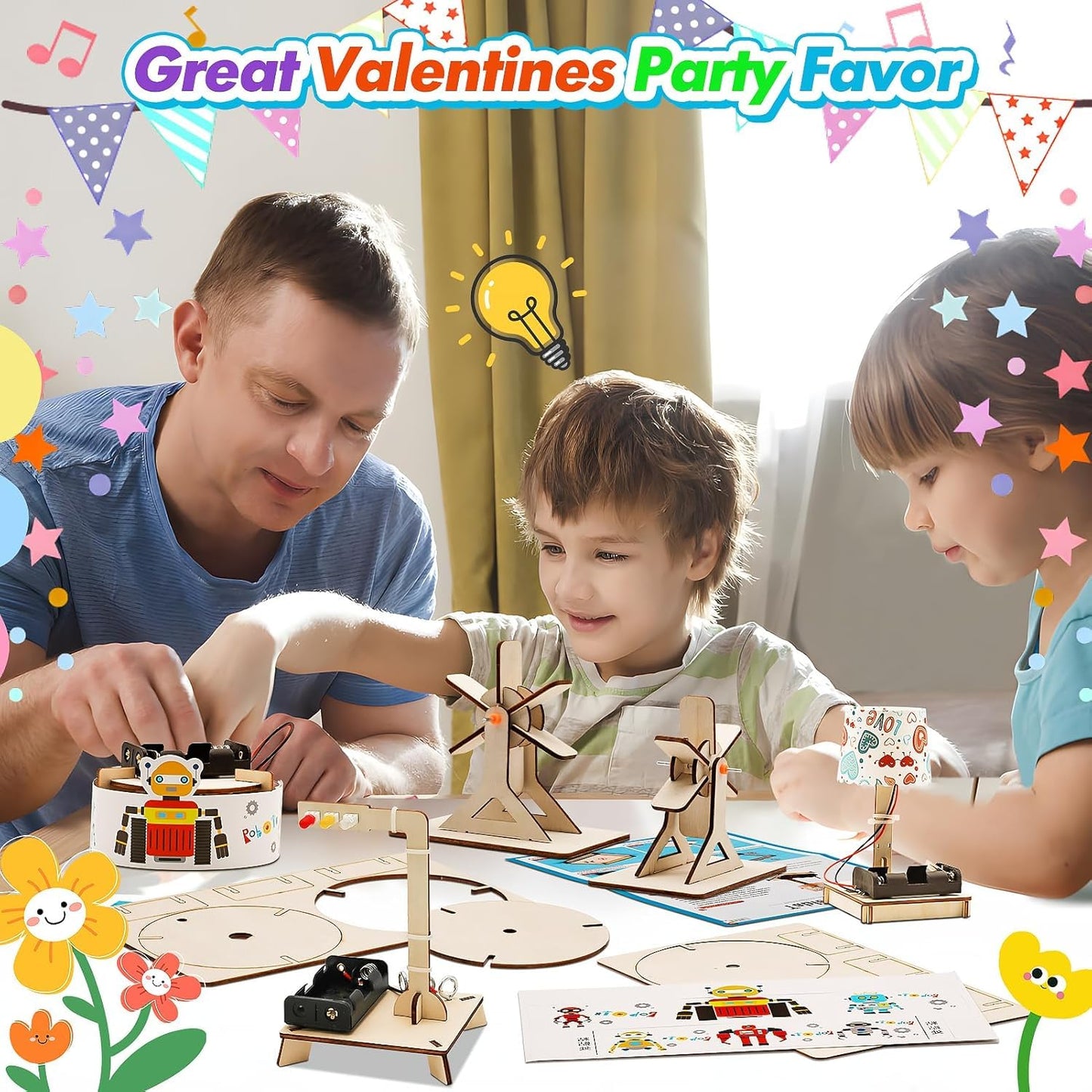 GIAKAN Valentines Day Gifts for Kids — 24-Piece Science Kits & Classroom Cards