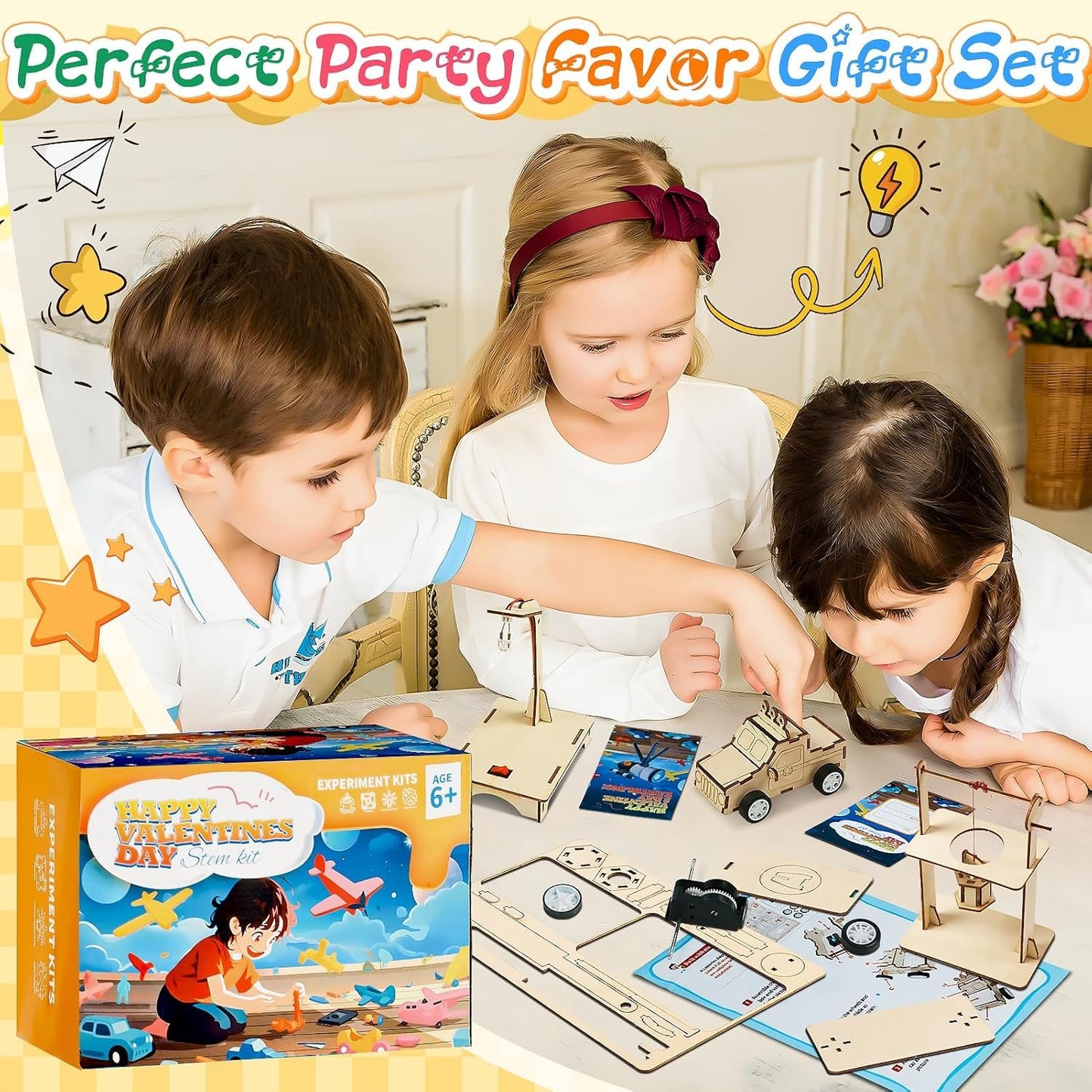 GIAKAN Valentines Cards for Kids – 24 Stem Kit Classroom Exchange Cards