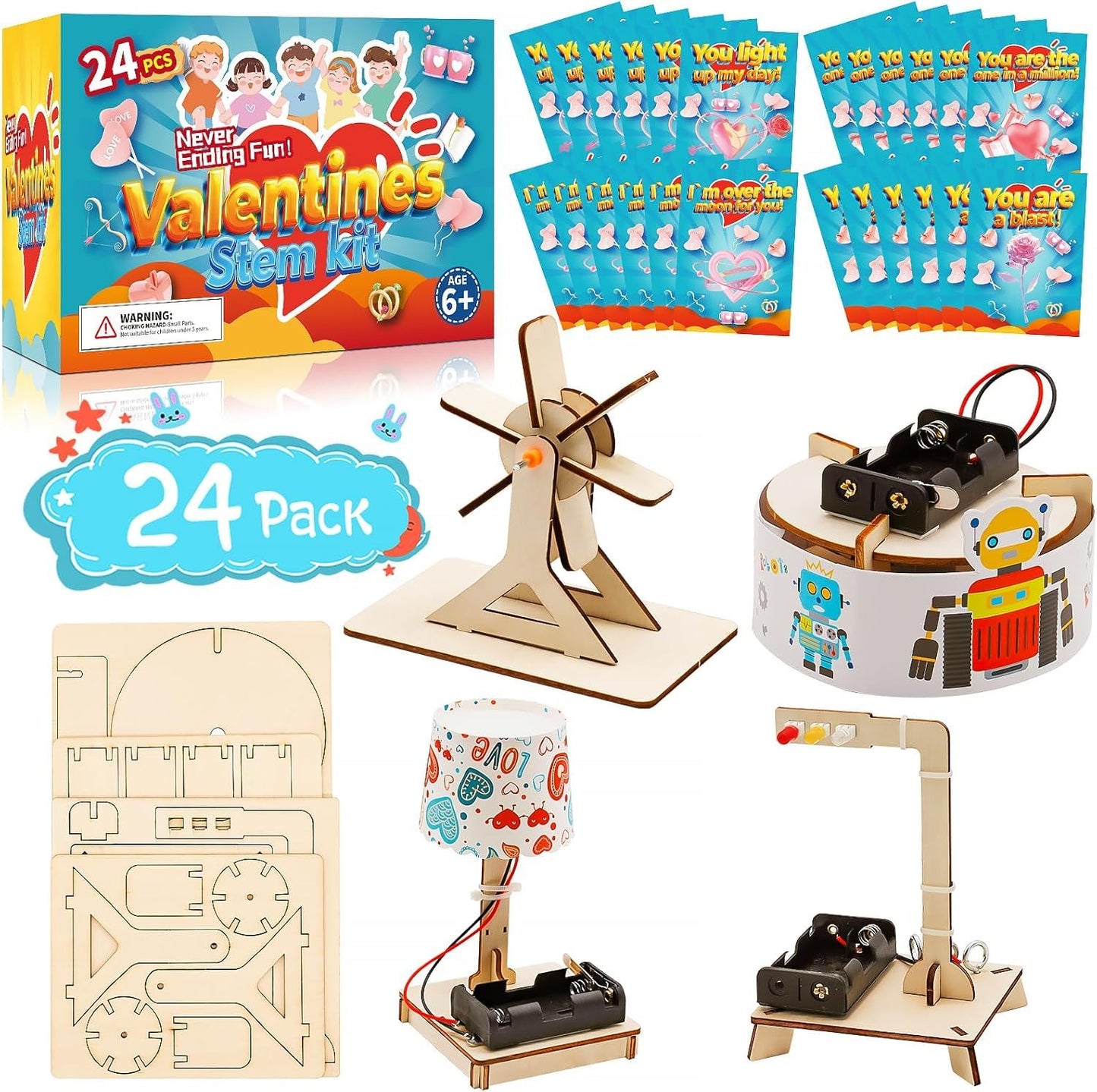 GIAKAN Valentines Day Gifts for Kids — 24-Piece Science Kits & Classroom Cards