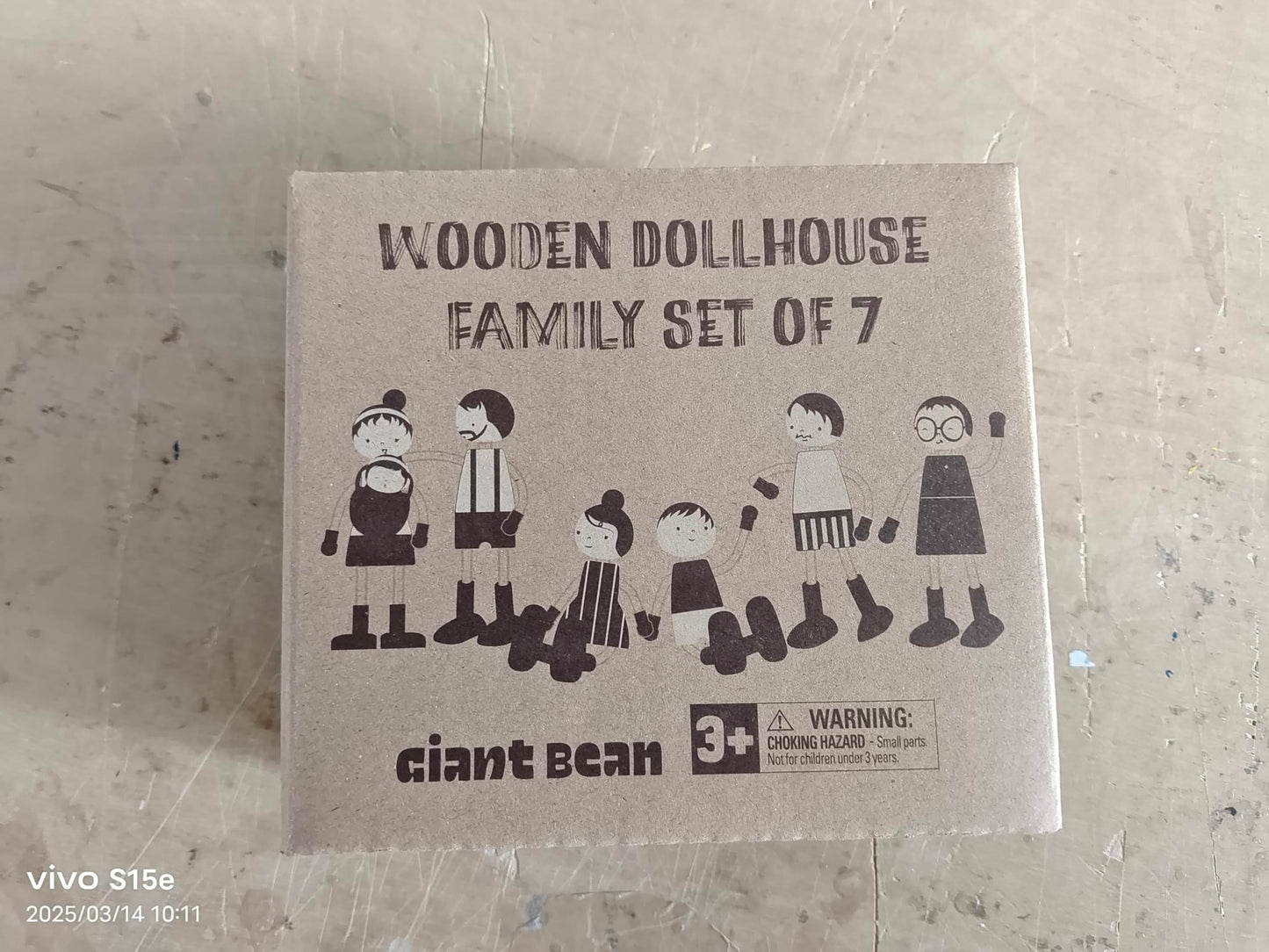 Giant bean Wooden Family Dolls Set of 7 – Poseable Dollhouse Figures for Imaginative Play