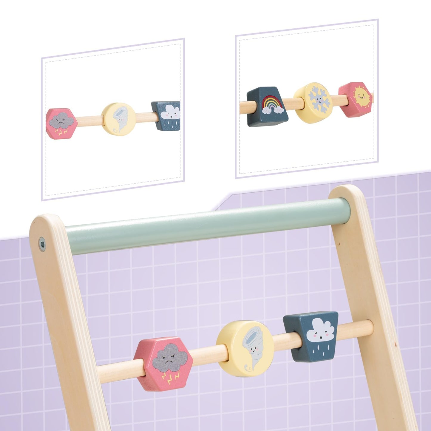 Giant bean Wooden Baby Push Walker – Galloping Ponies, Adjustable Speed & Height (Ages 1-3)