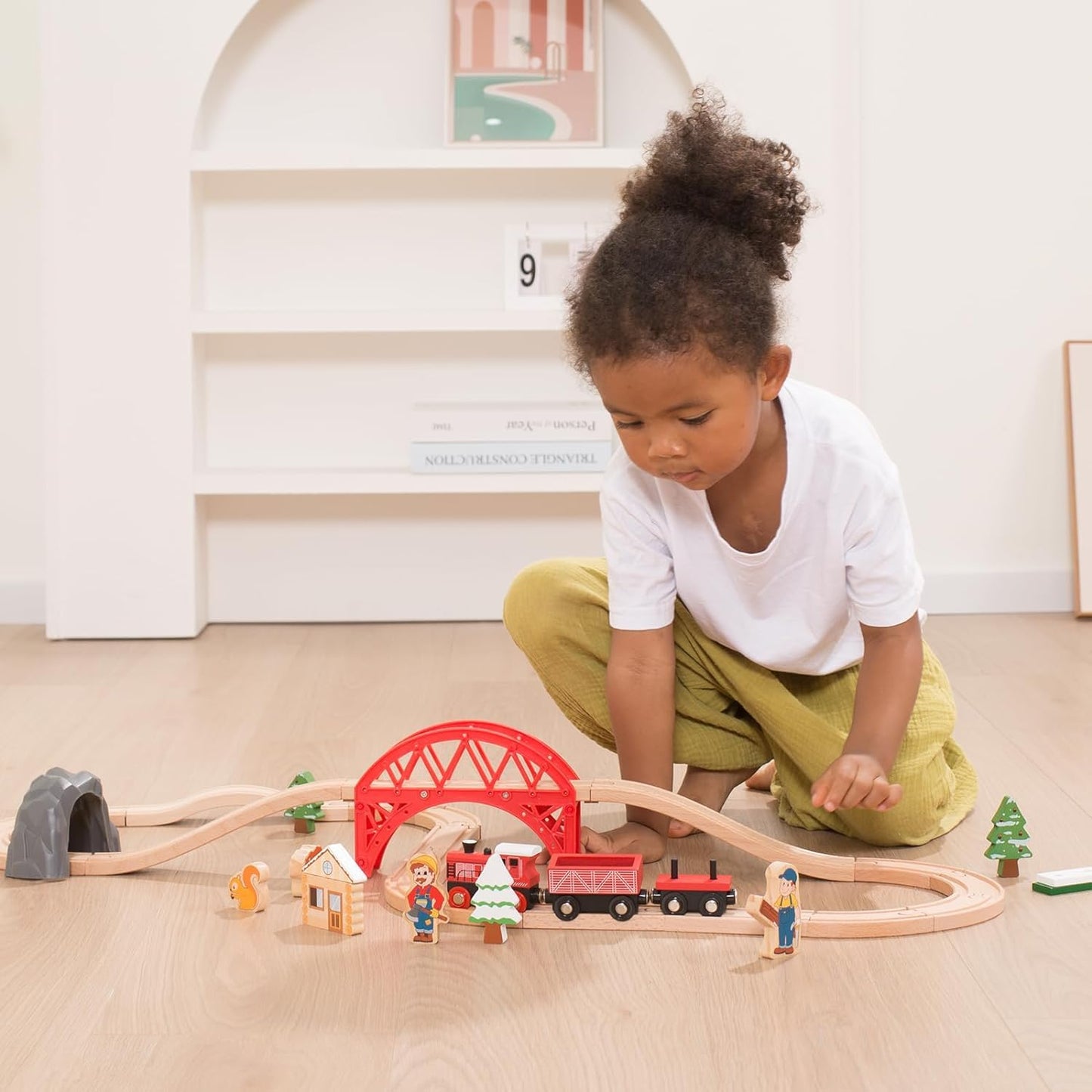 Giant bean 36-Piece Forest Wooden Train Set – Expandable Tracks for 3-7