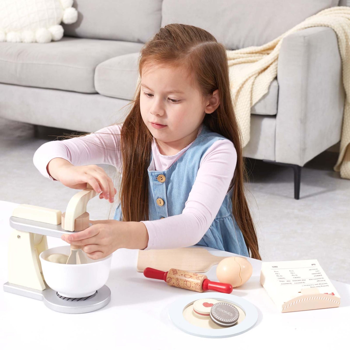 Giant Bean Wooden Toy Mixer – Pretend Play Kitchen Set for Kids 3+