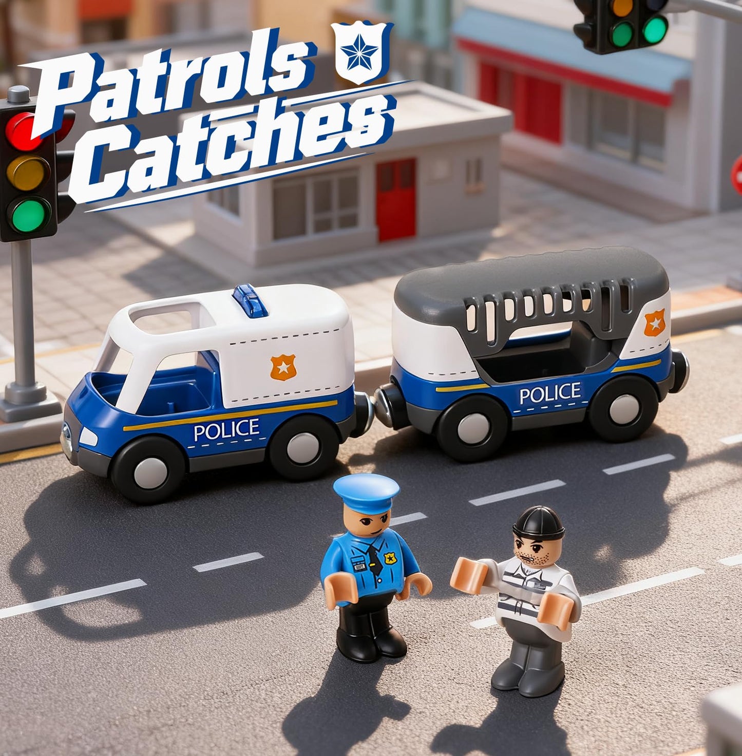 Giant bean 6pcs Magnetic Rescue Train Car Set – 3-in-1 Police, Fire & Ambulance with Lights & Sounds