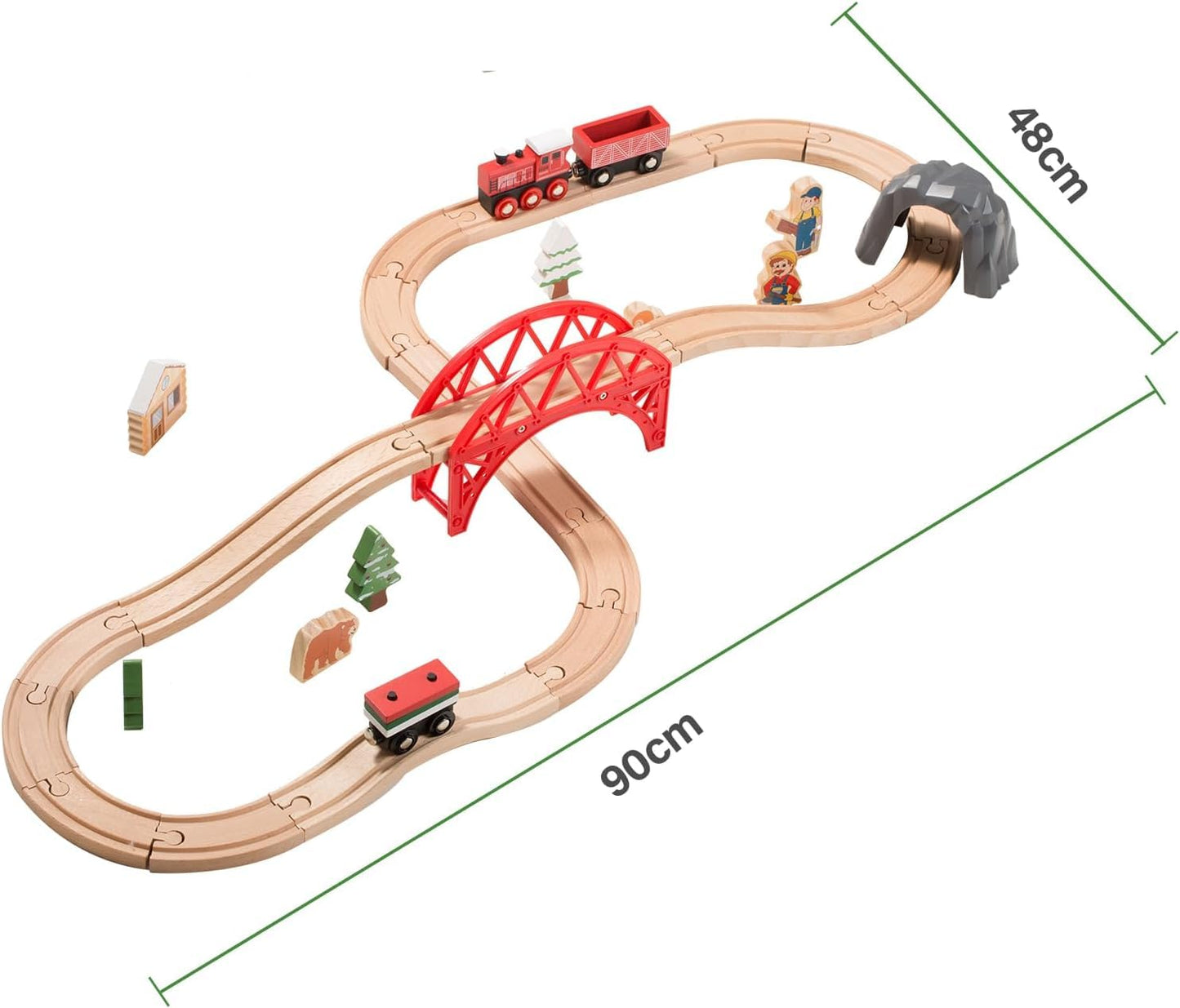 Giant bean 36-Piece Forest Wooden Train Set – Expandable Tracks for 3-7