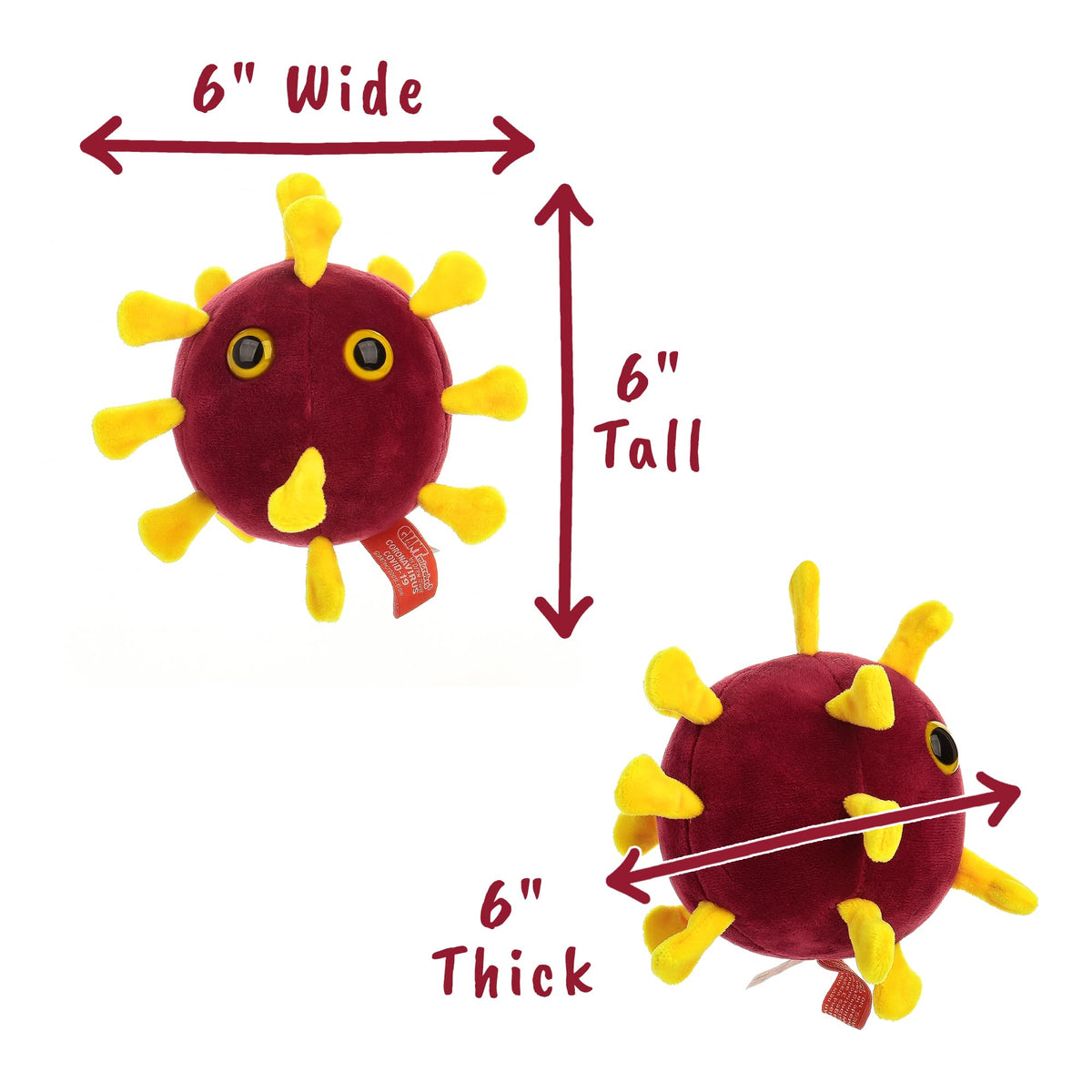 GIANT MICROBES COVID Plush — 6-Inch Educational Coronavirus Plush for Classrooms & Gifts