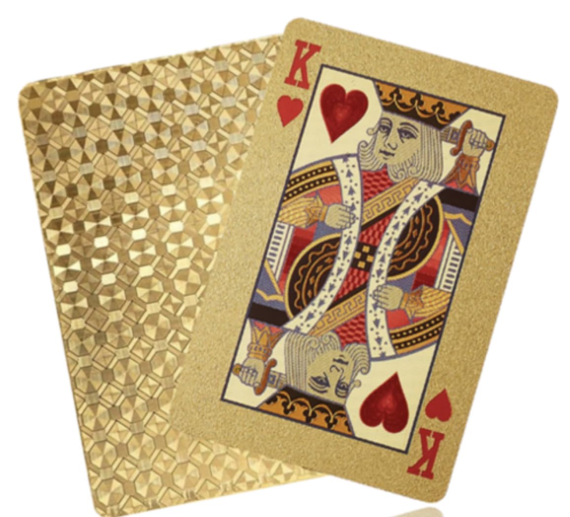 GIANT PANDA TRADING Gold Diamond Playing Cards – Waterproof & Durable PVC Deck (1 Deck)