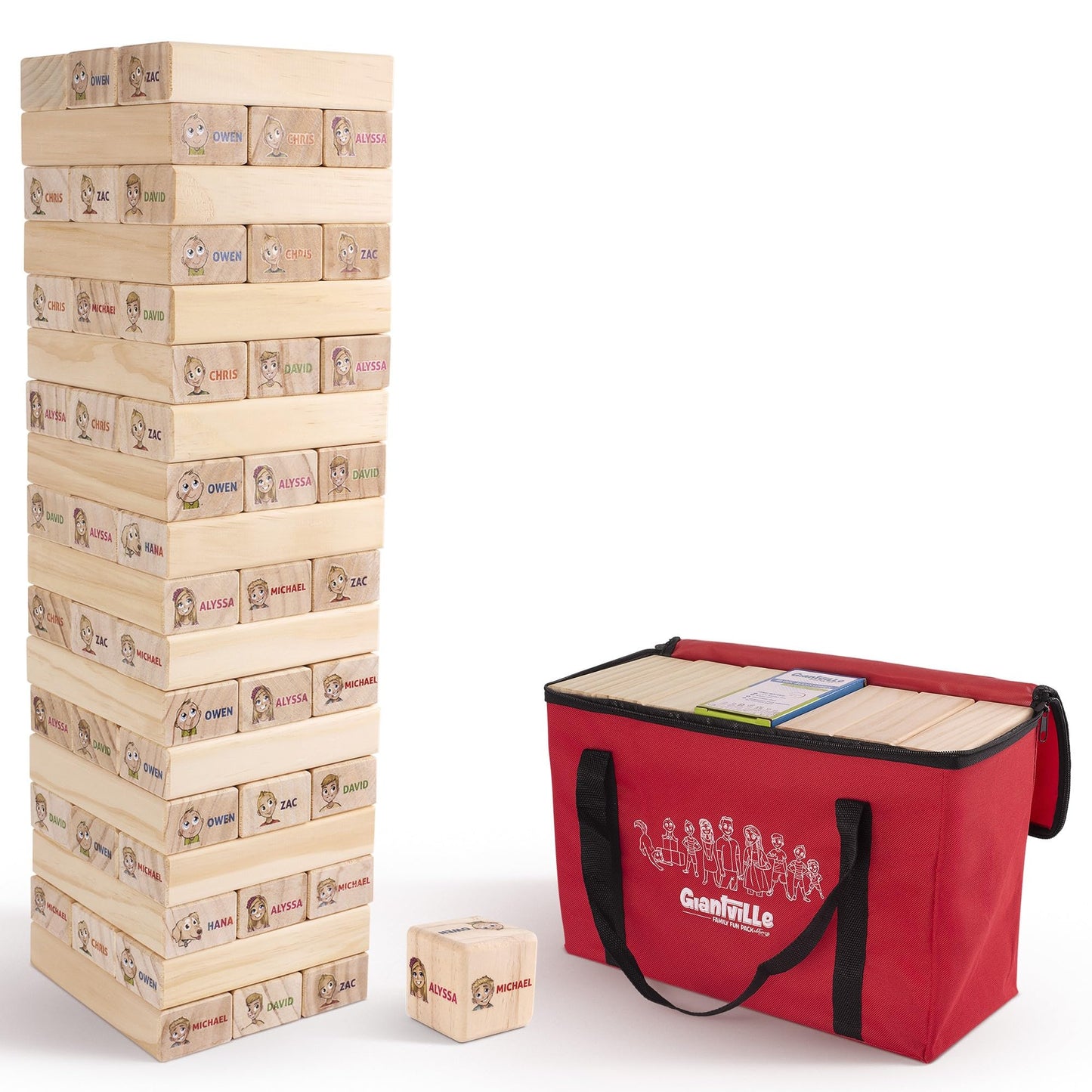 Giantville Giant Tumbling Timber Toy – 54 Premium Pine Blocks, Indoor/Outdoor Yard Game