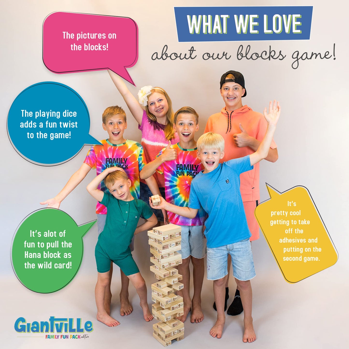 Giantville Giant Tumbling Timber Toy – 54 Premium Pine Blocks, Indoor/Outdoor Yard Game