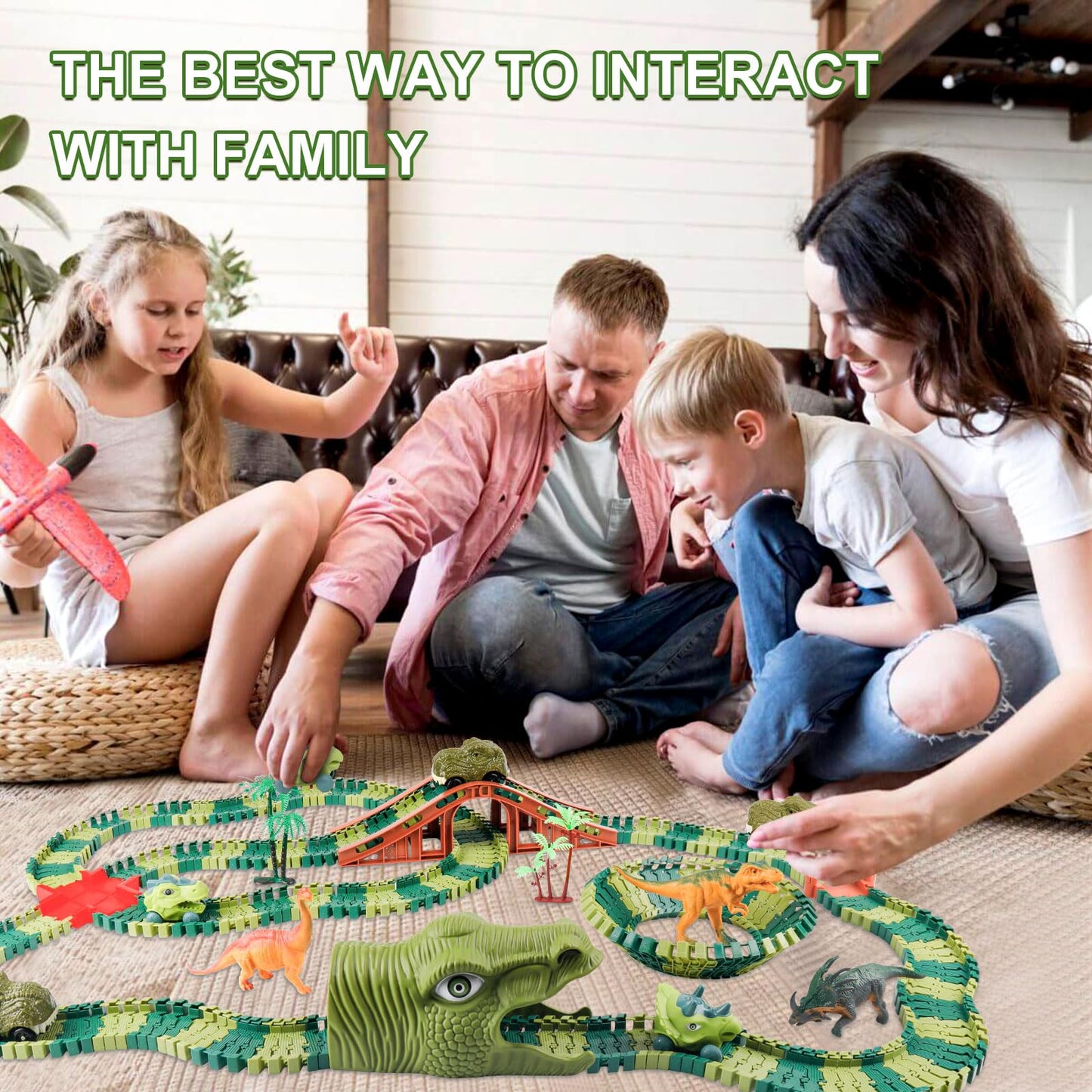 GIAT Dinosaur Track Toys — Light & Sound Dino Race Car Track for Kids 3–7