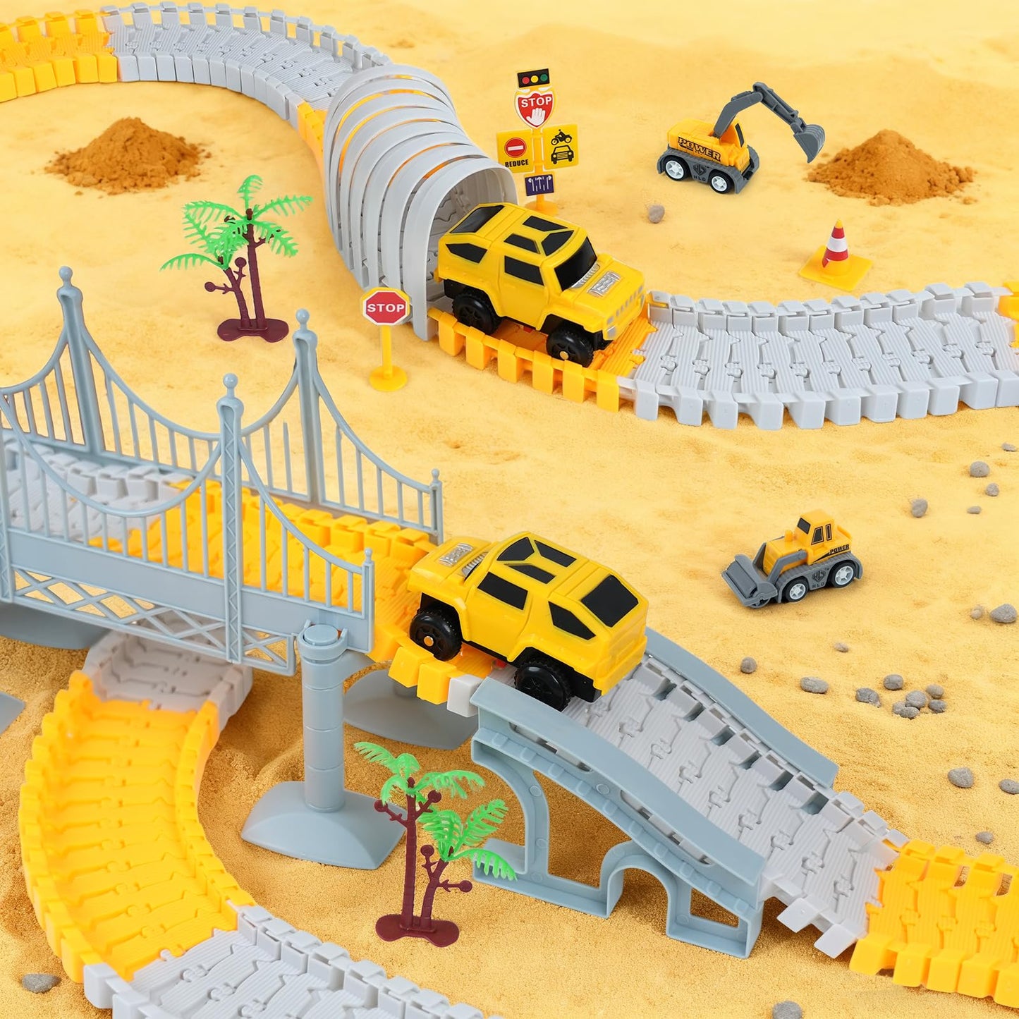 GIAT Construction Race Tracks Toys — Flexible 340-Piece DIY Road Adventure Set for Kids Aged 3-7