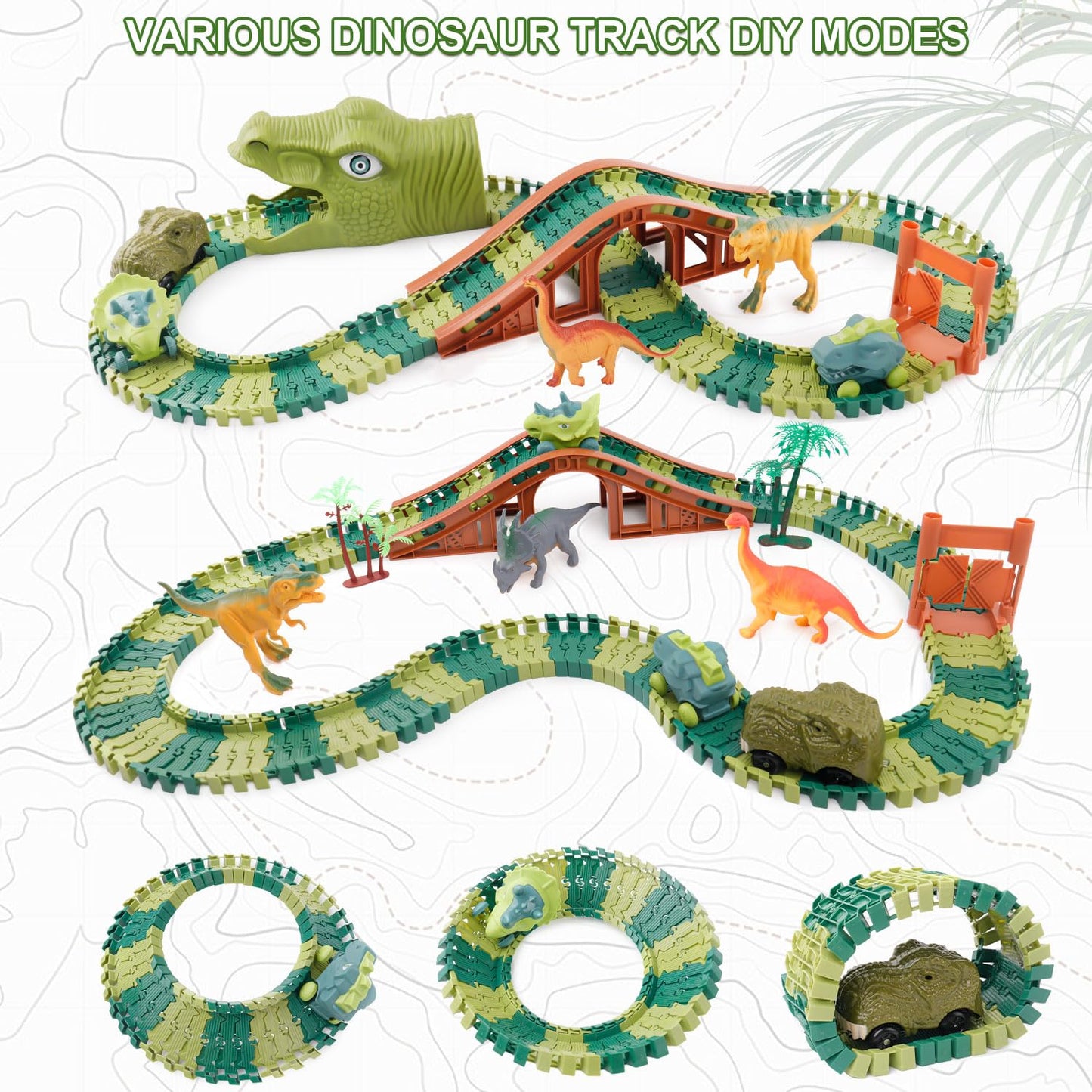 GIAT Dinosaur Track Toys — Light & Sound Dino Race Car Track for Kids 3–7