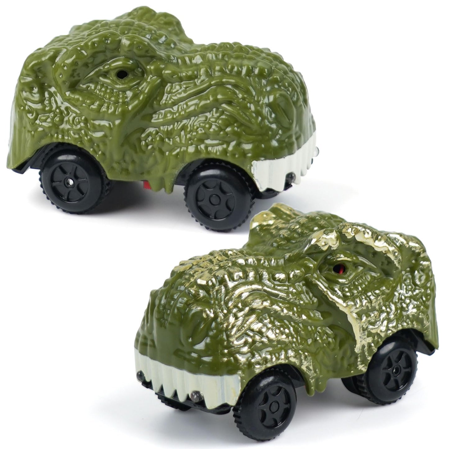 GIAT Dinosaur Track Car 2-Pack with LED Lights – Compatible with Most Tracks (Ages 3–7)