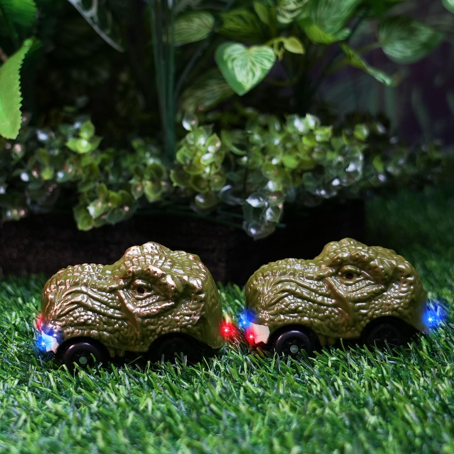 GIAT Dinosaur Track Car 2-Pack with LED Lights – Compatible with Most Tracks (Ages 3–7)