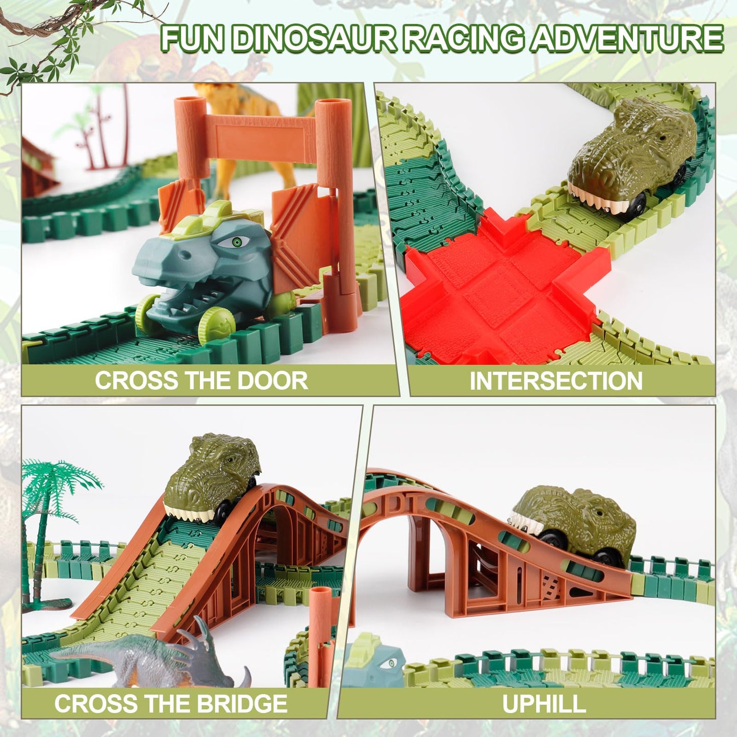 GIAT Dinosaur Track Toys — Light & Sound Dino Race Car Track for Kids 3–7