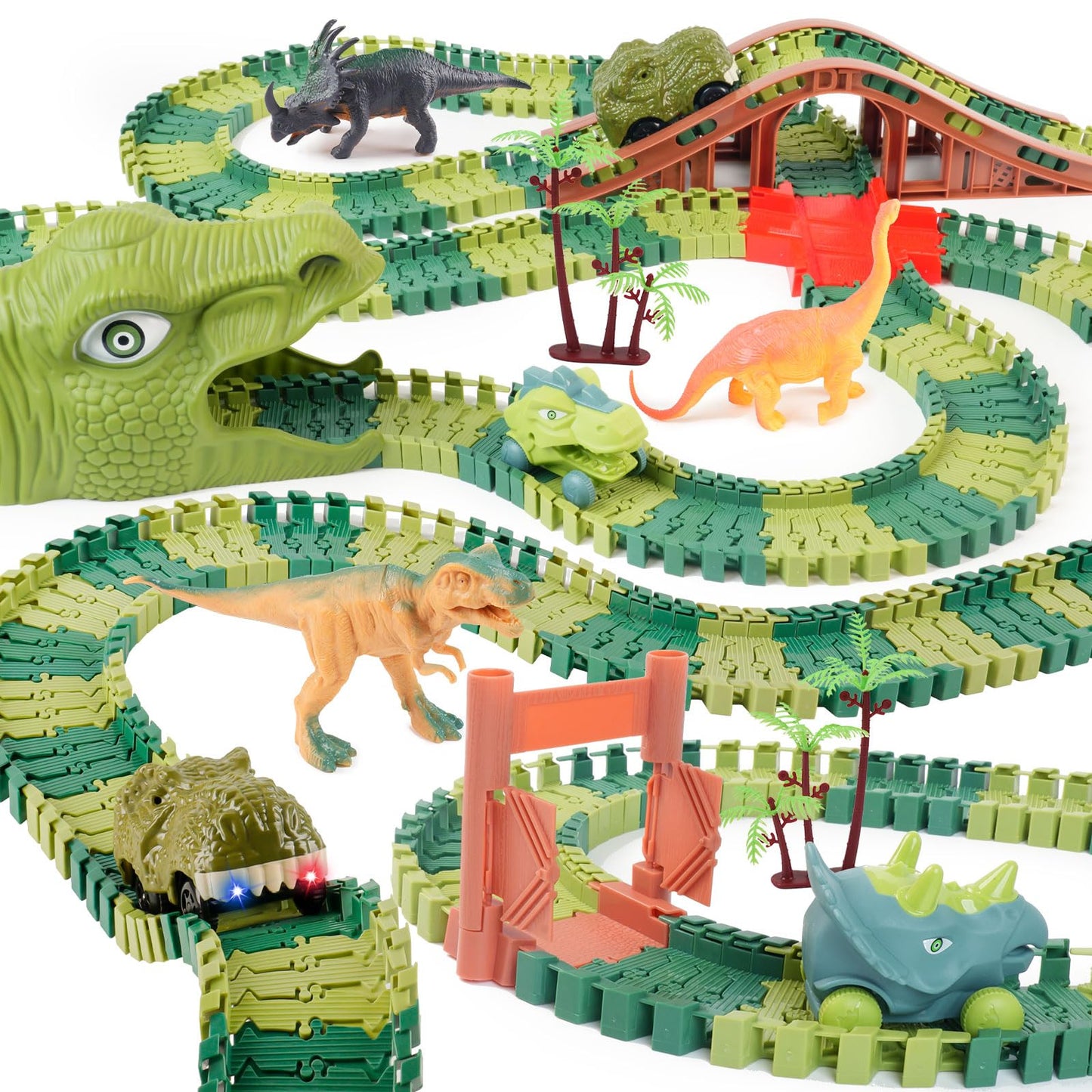 GIAT Dinosaur Track Toys — Light & Sound Dino Race Car Track for Kids 3–7