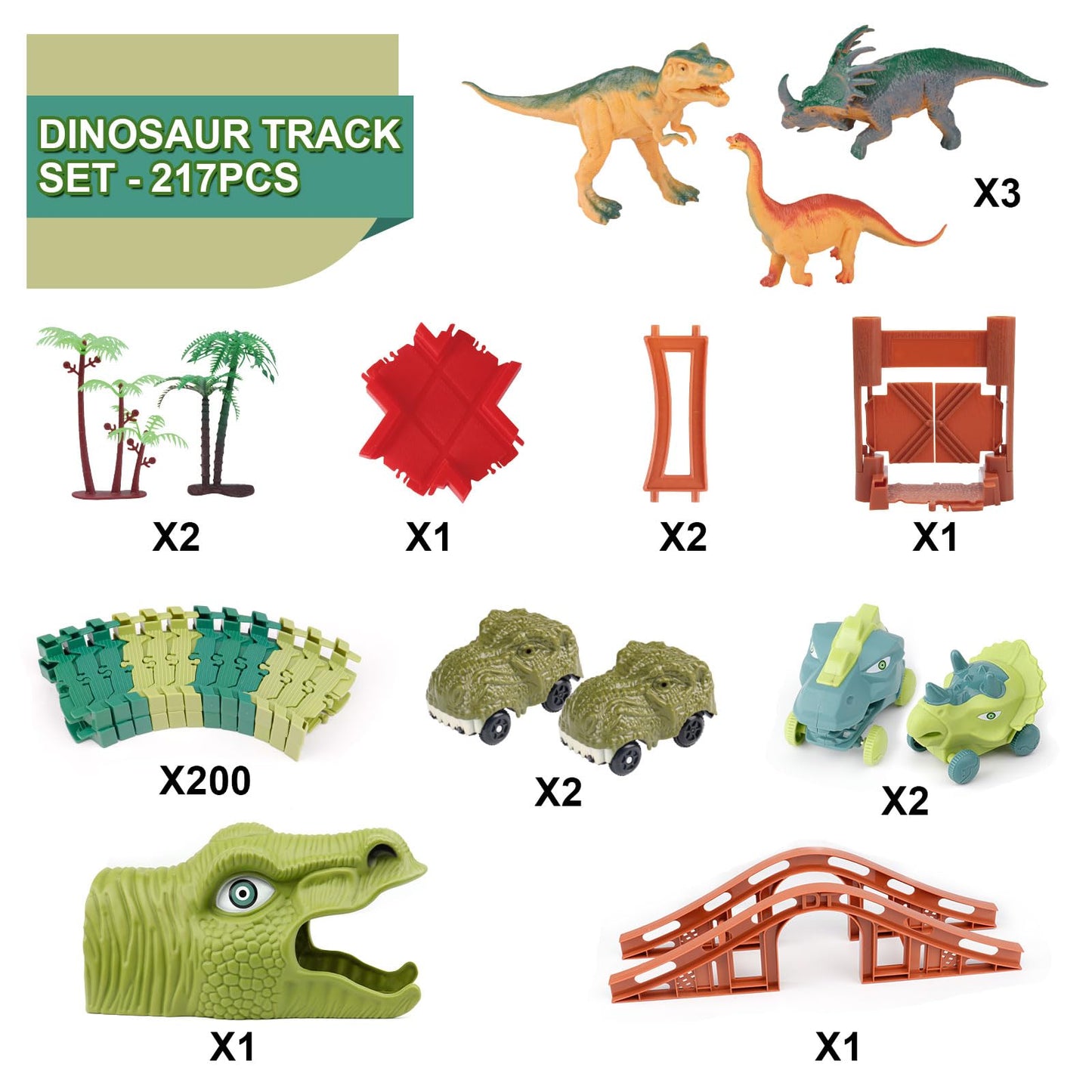 GIAT Dinosaur Track Toys — Light & Sound Dino Race Car Track for Kids 3–7