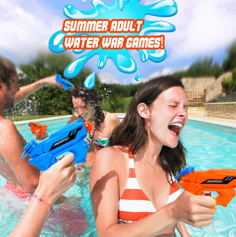 GIDGOD Water Gun for Kids - 2 Pack Squirt Guns for Summer Fun (Beach & Pool)