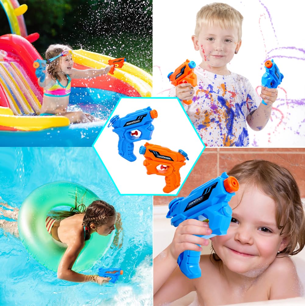 GIDGOD Water Gun for Kids - 2 Pack Squirt Guns for Summer Fun (Beach & Pool)